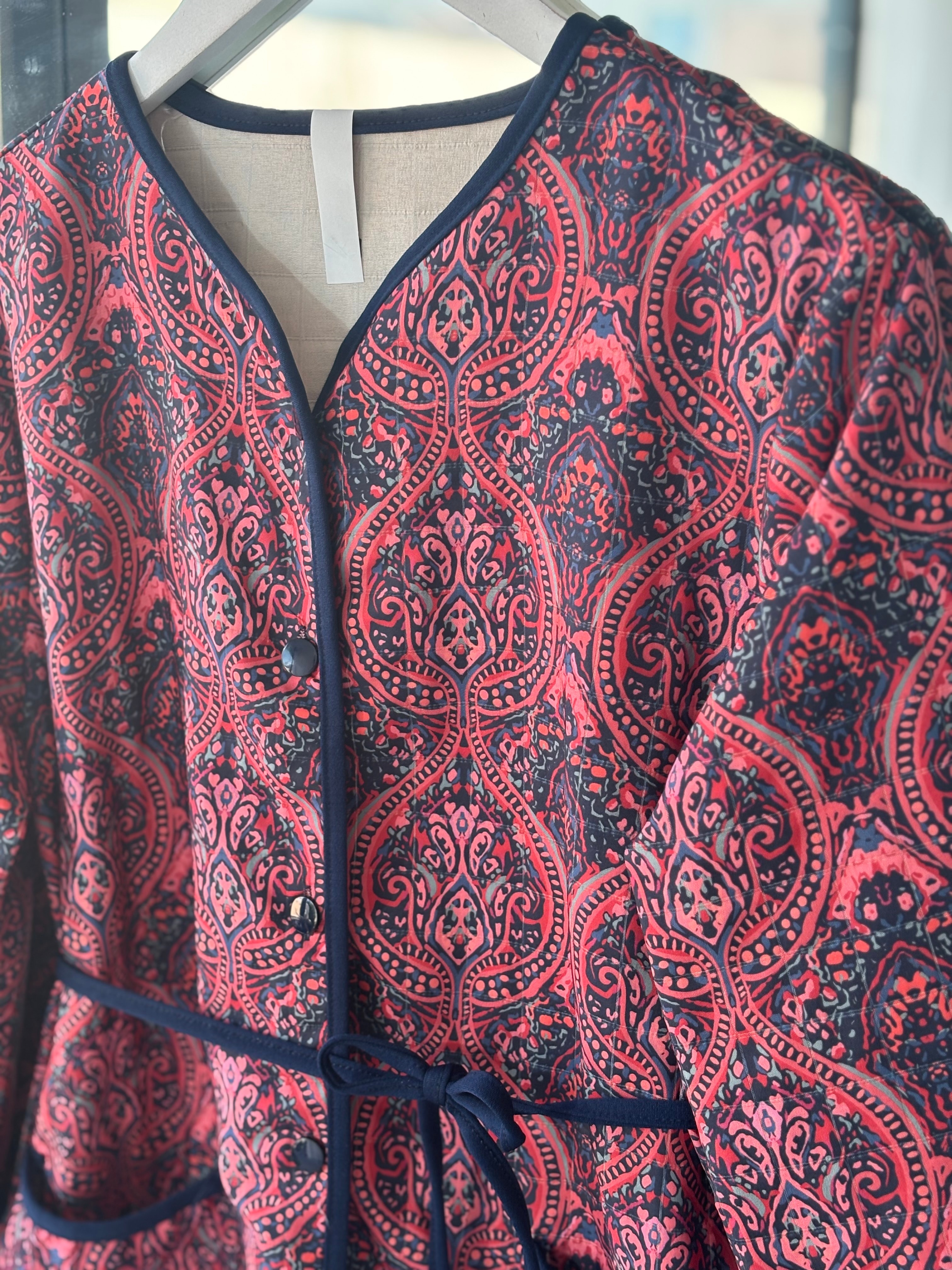 ETNİK DESEN KAPİTONE CEKET -BORDO 