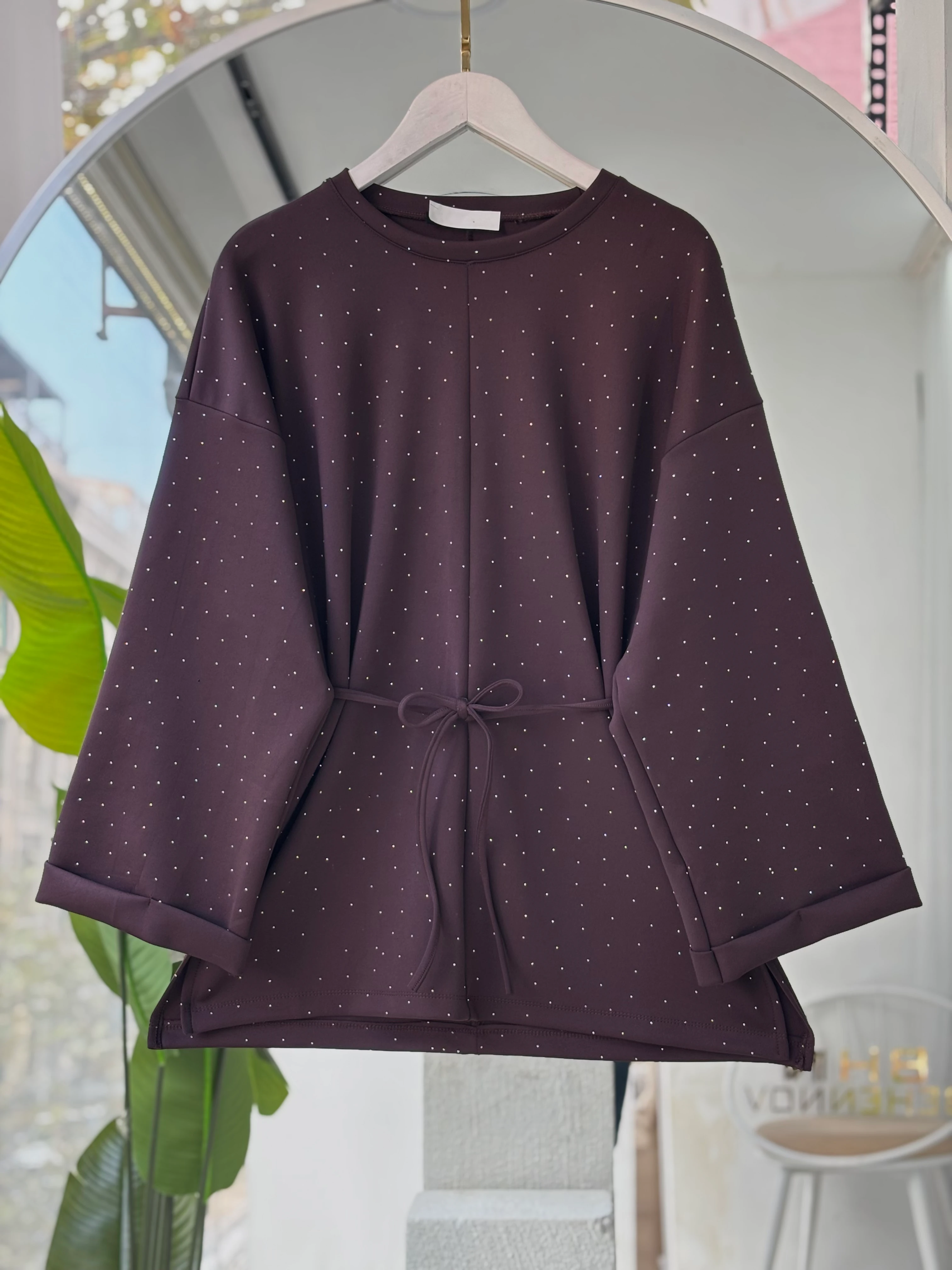 ARKA ÖN TAŞLI ALİN SCUBA SWEAT KAHVERENGİ