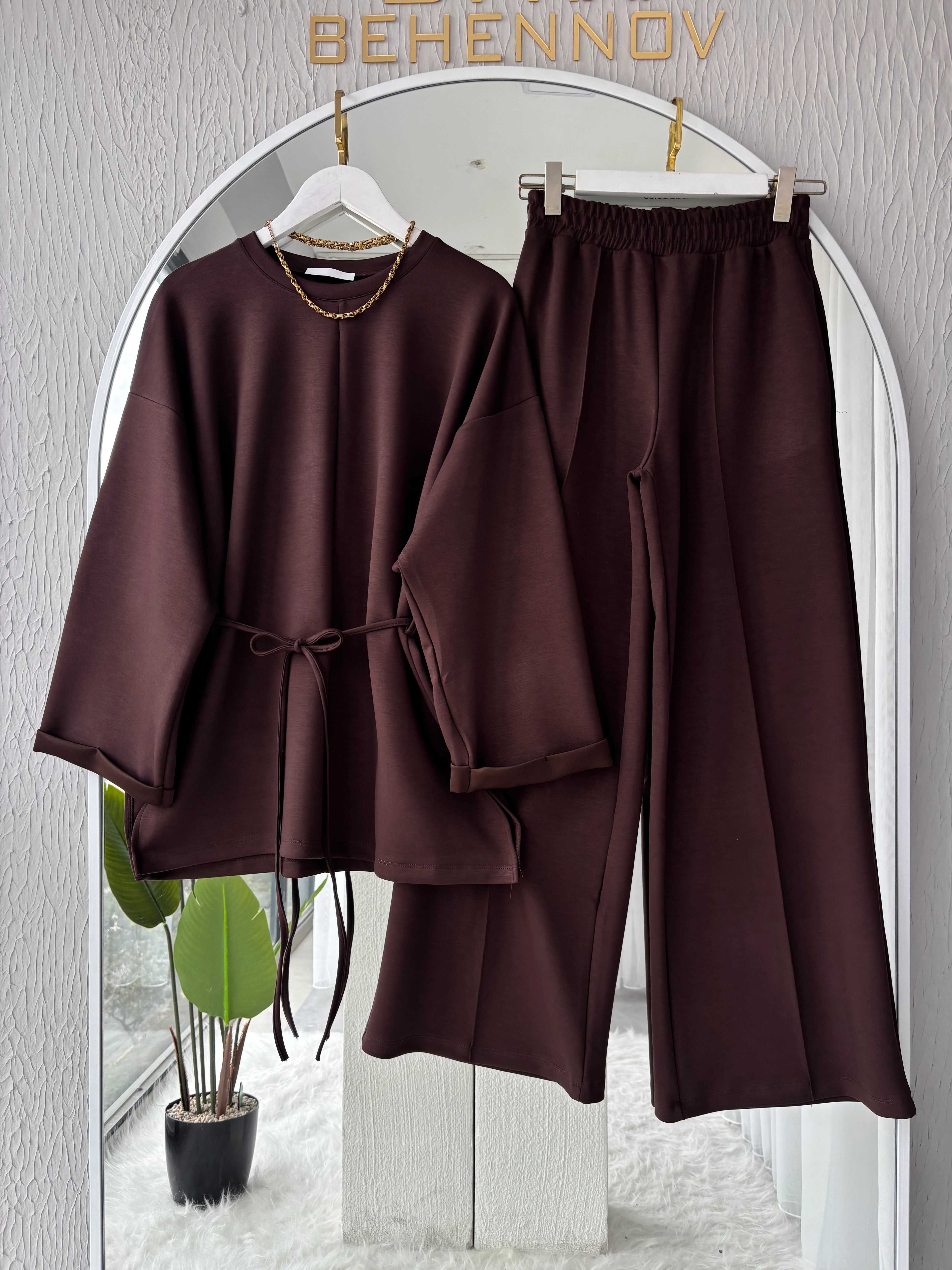 MUADİL OYS LİZA TAKIM -KAHVERENGİ