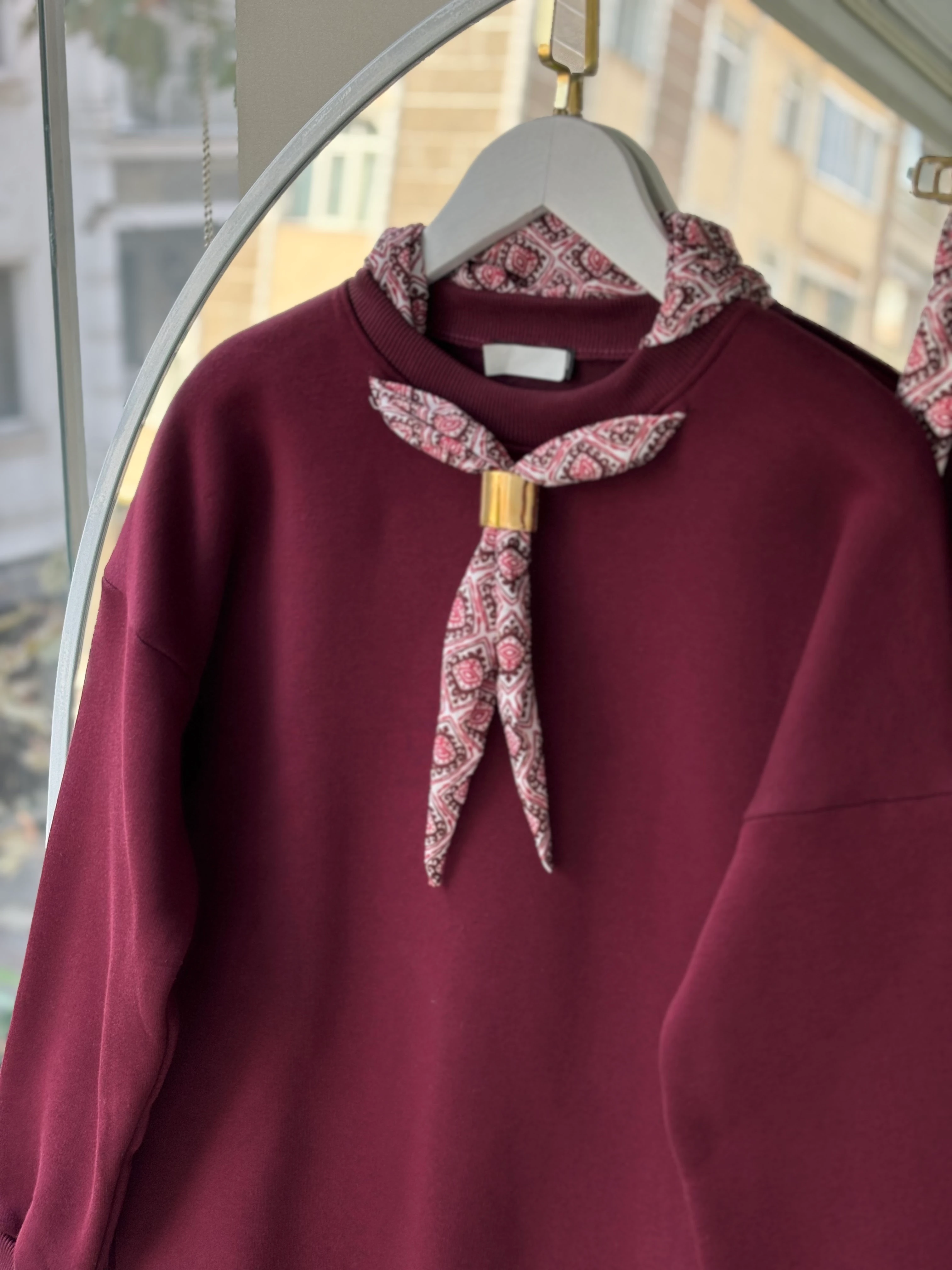 FULAR GOLD AKSESUARLI GLORİA TAKIM BORDO