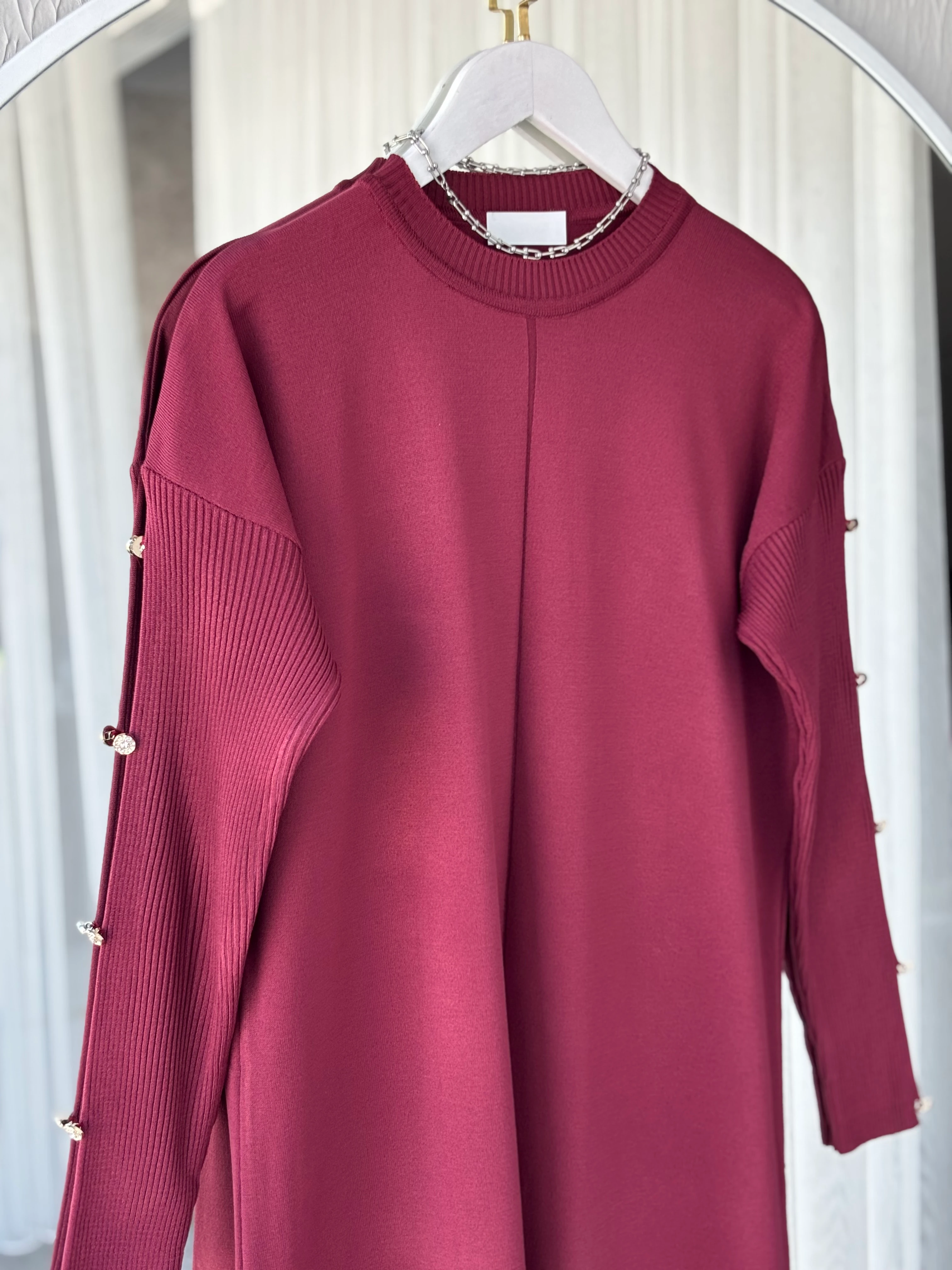 MERSERİZE TAŞ İŞLEMLİ ELBİSE