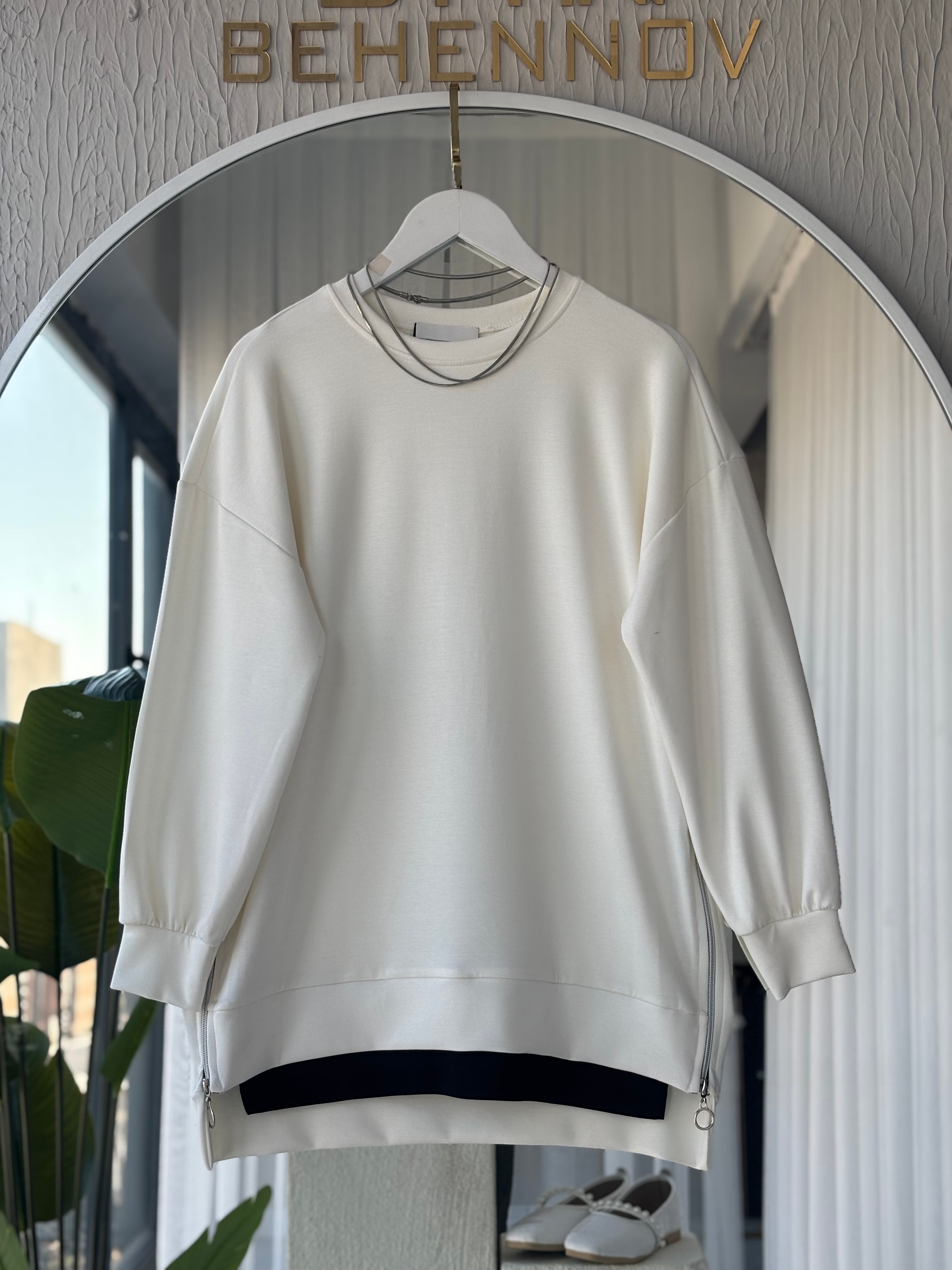 LOCCO OYSH KUMAŞ SWEAT- BEYAZ