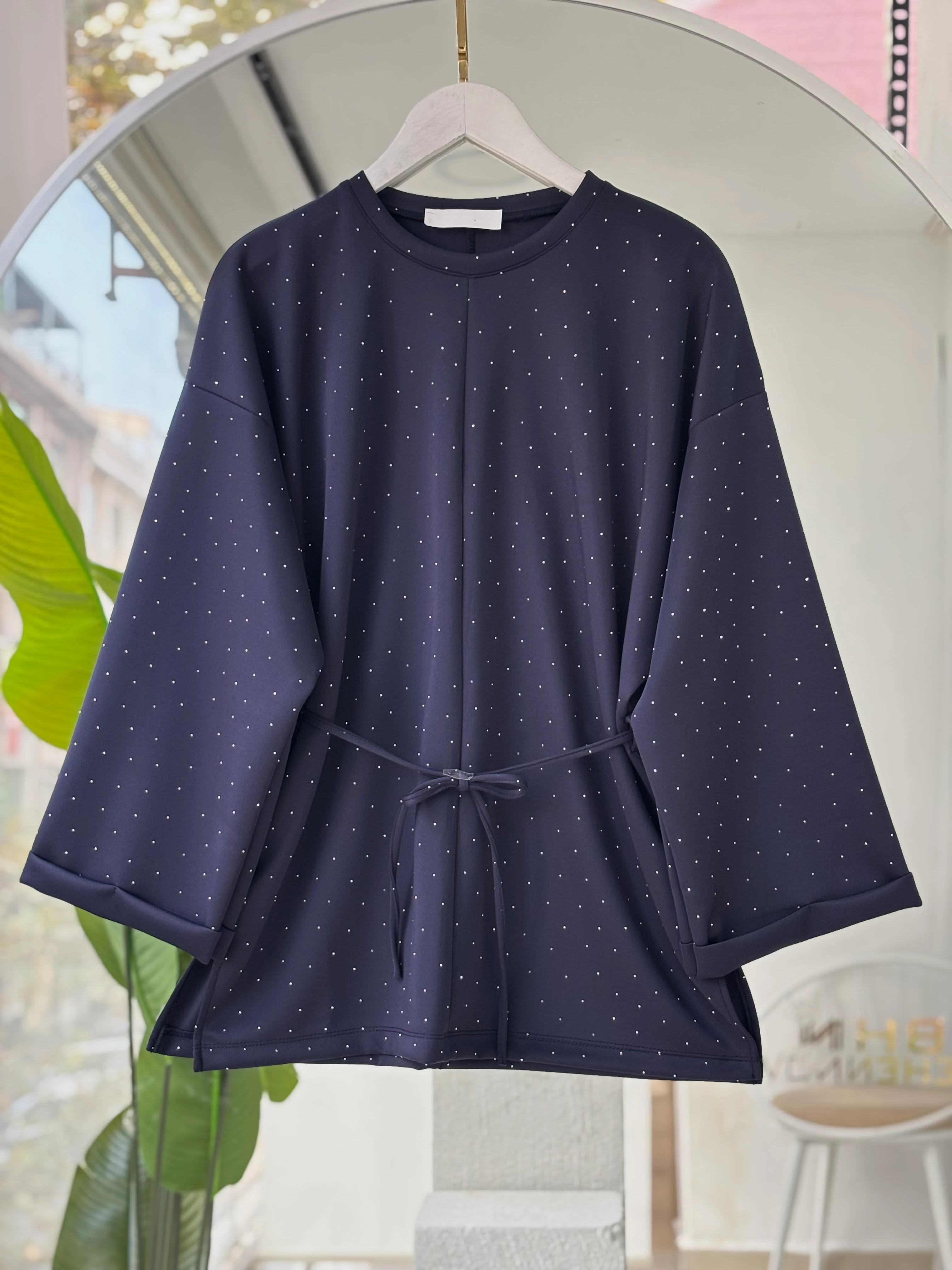 ARKA ÖN TAŞLI ALİN SCUBA SWEAT FÜME