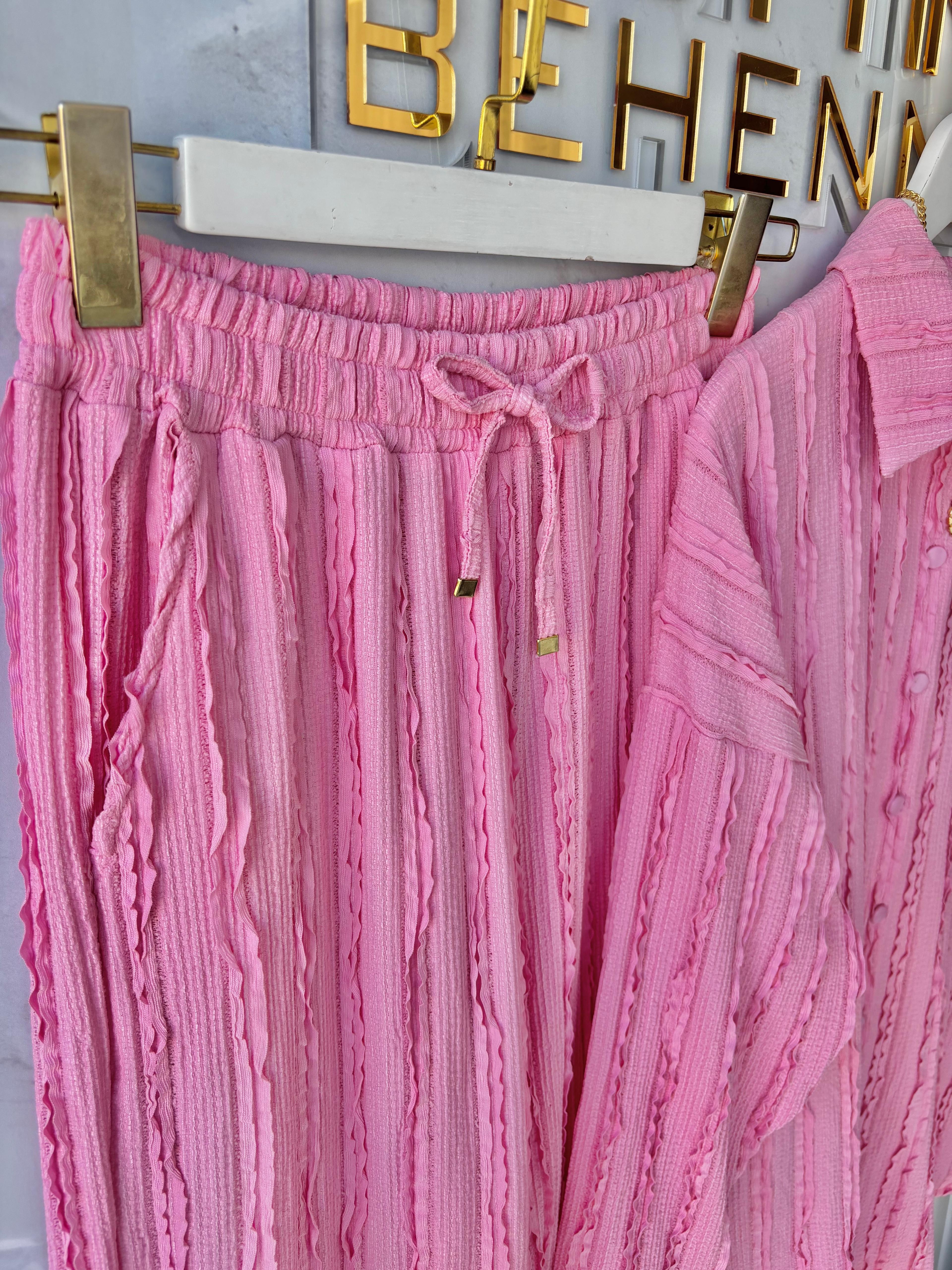 LENDOR KABARTMA FIRFIR DETAY TAKIM - PEMBE
