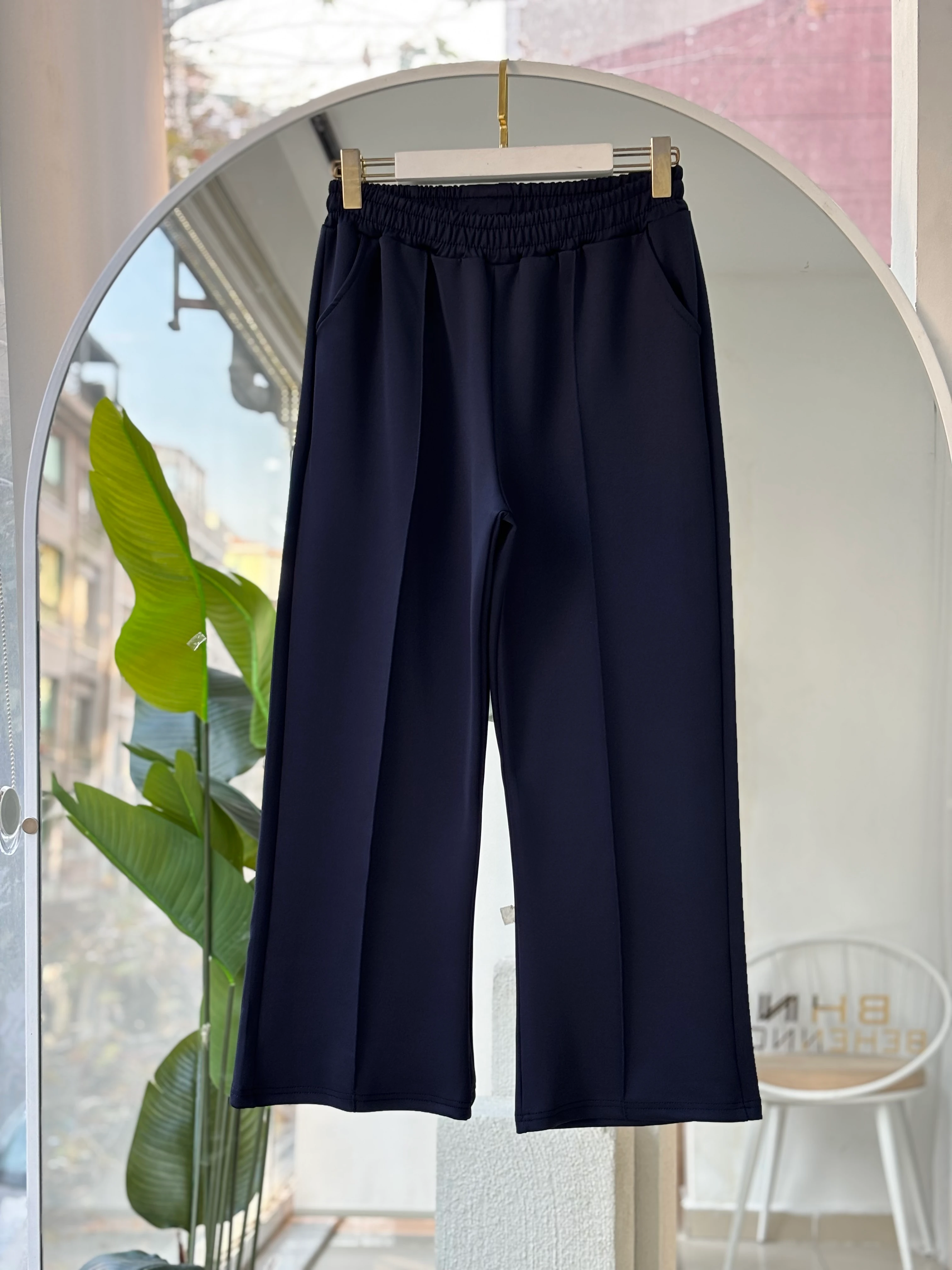 PREMİUM ÇIMALI PALAZZO PANTOLON LACİVERT