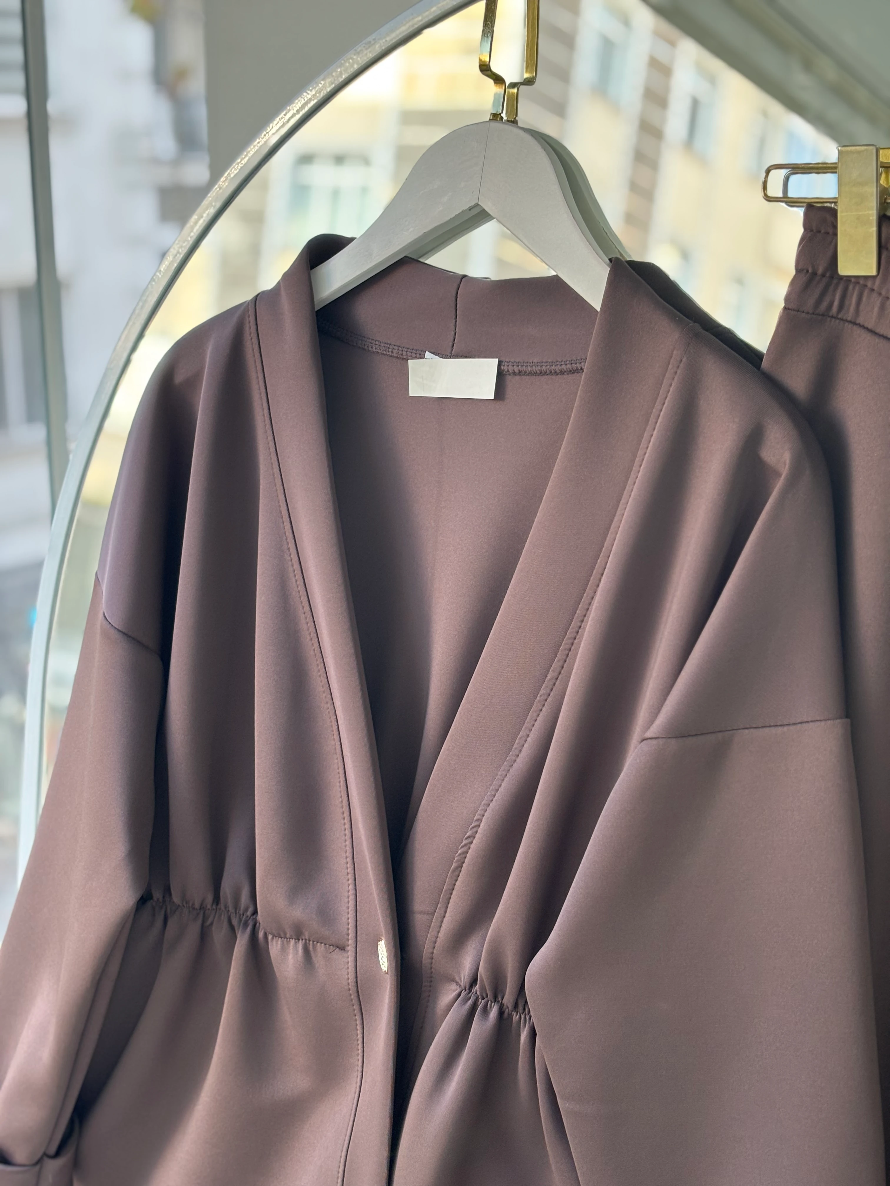 TEK DÜĞMELİ SCUBA KUMAŞ MAGE TAKIM KAHVERENGİ