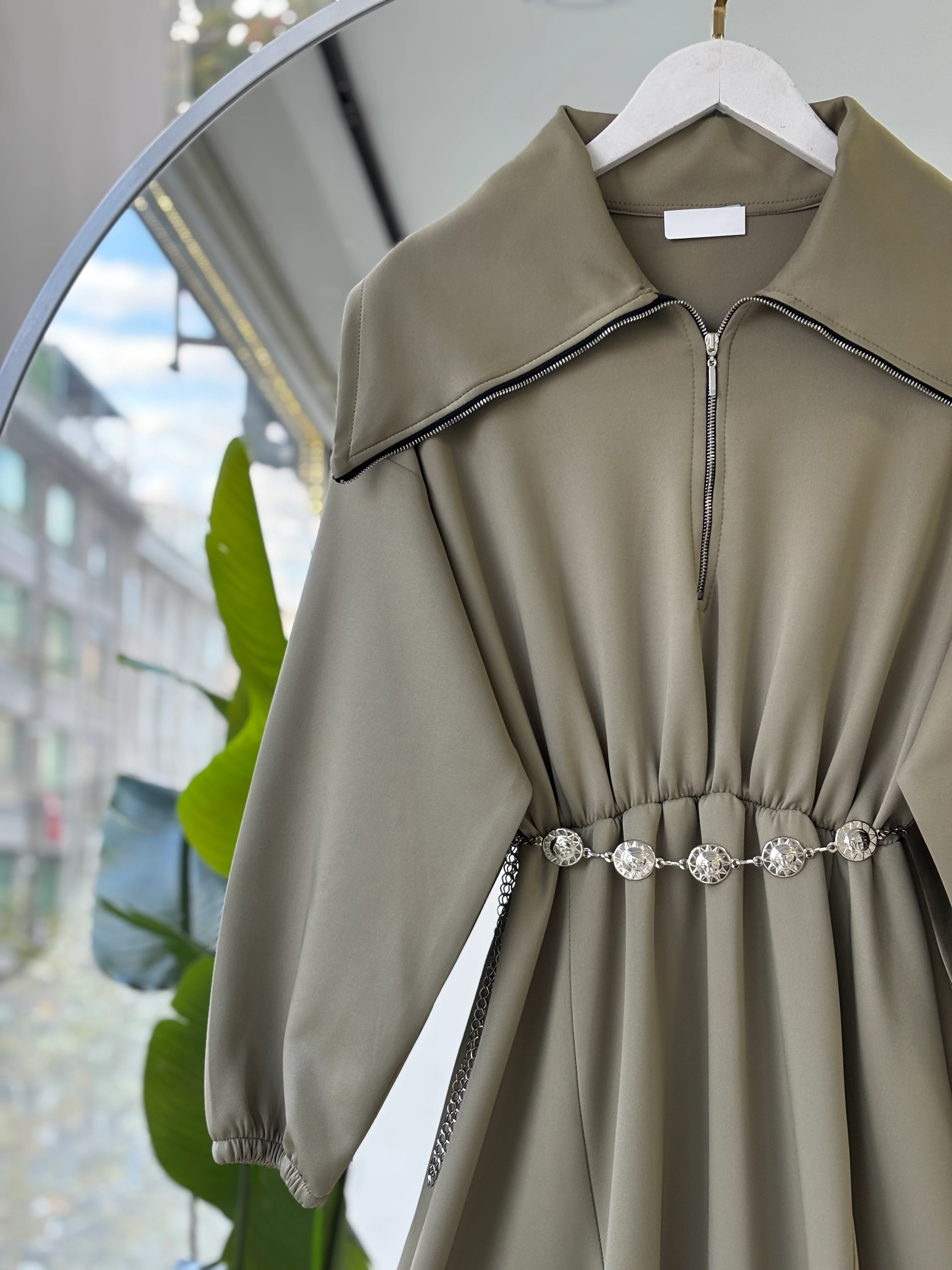 KEMER HEDİYELİ SCUBA VENDİ ELBİSE-YEŞİL