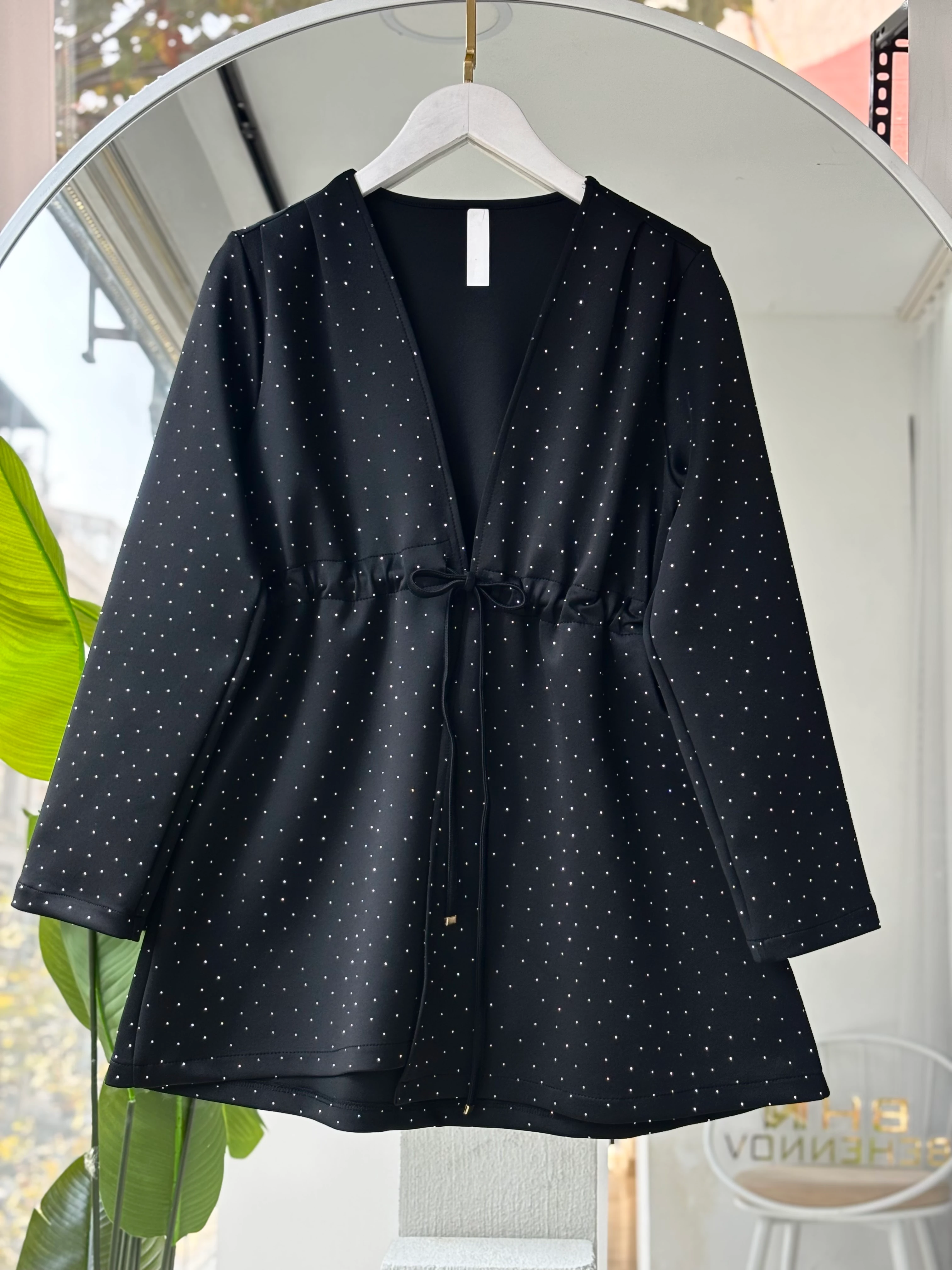 ARKA ÖN TAŞLI LİA SCUBA CEKET SİYAH