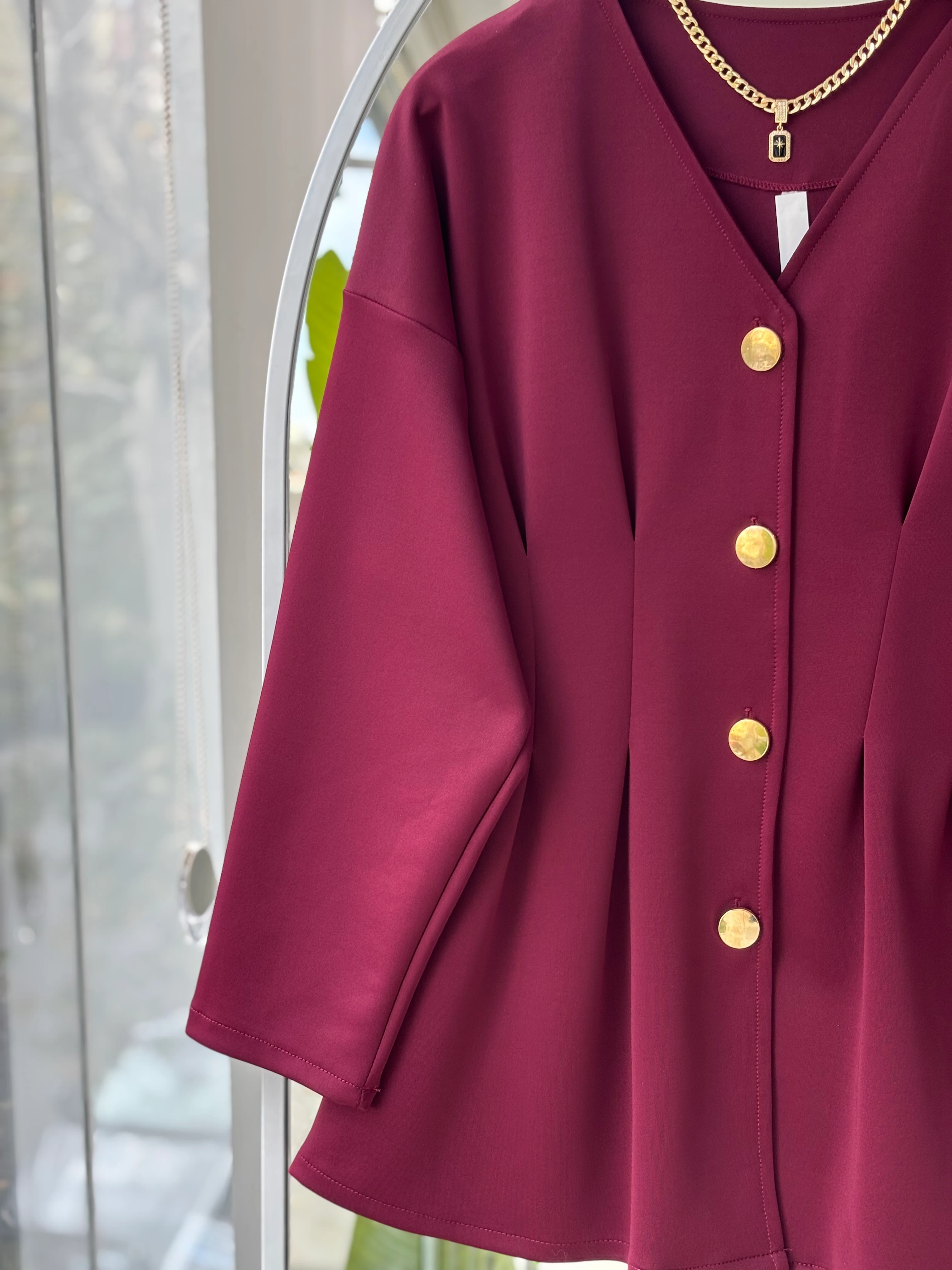 MEVA PENSLİ GOLD DÜĞMELİ TAKIM - BORDO