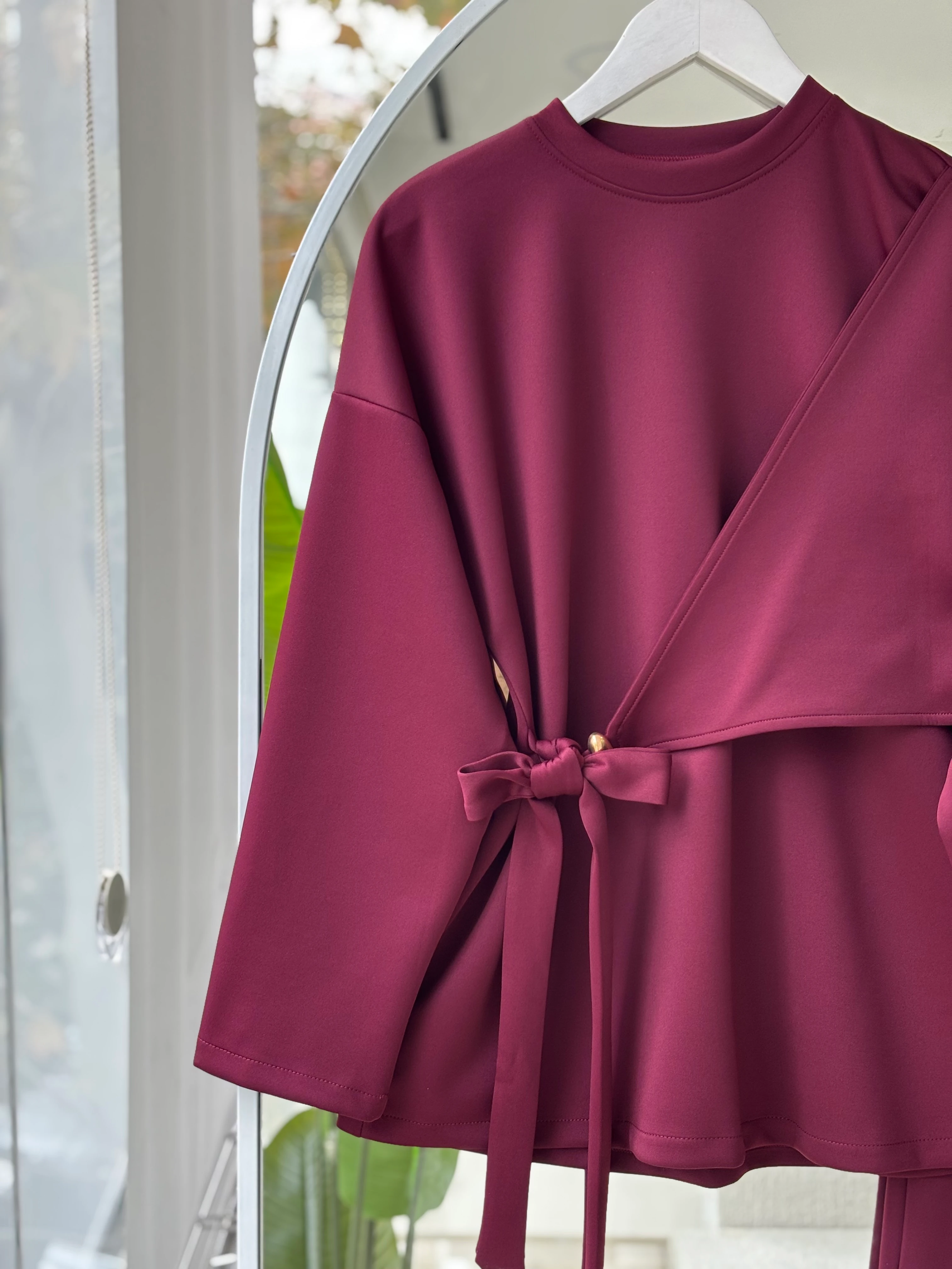 GOLD AKSESUARLI ALİZA TAKIM BORDO