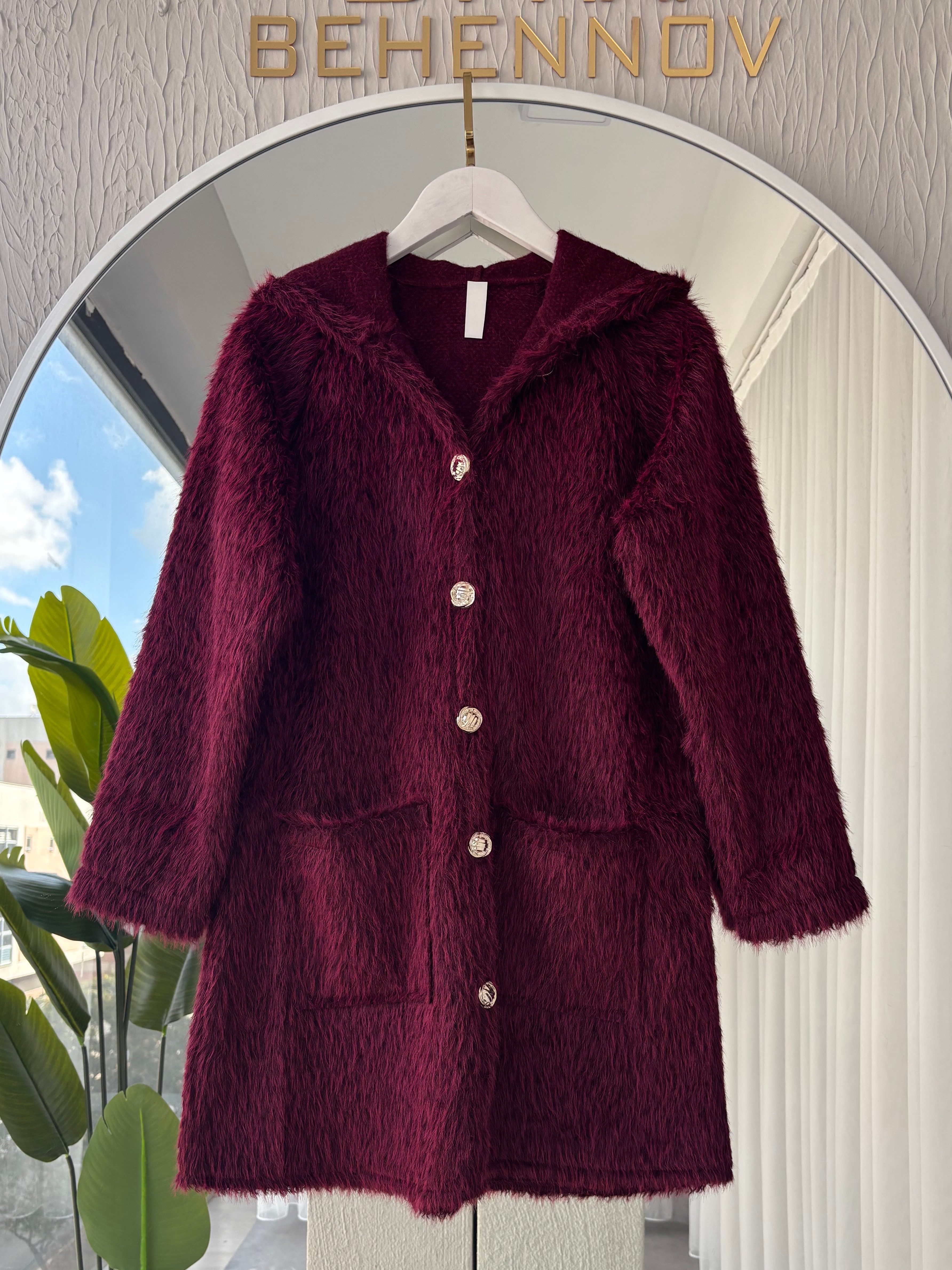 YUMOŞ UZUN CEKET-BORDO