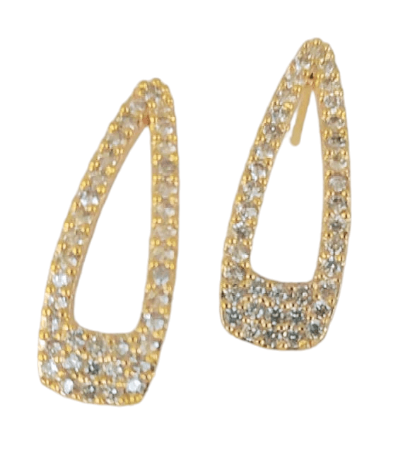 Marka model toka form taşlı  gold  küpe 
