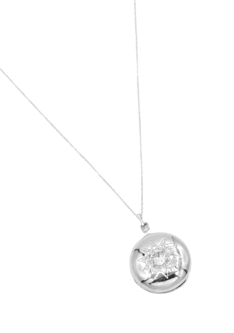 Yuvarlak Silver Kapaklı Kolye 