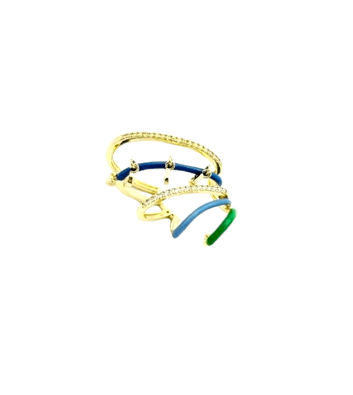 Mineli Renkli Çoklu Earcuff ( Mavi) 