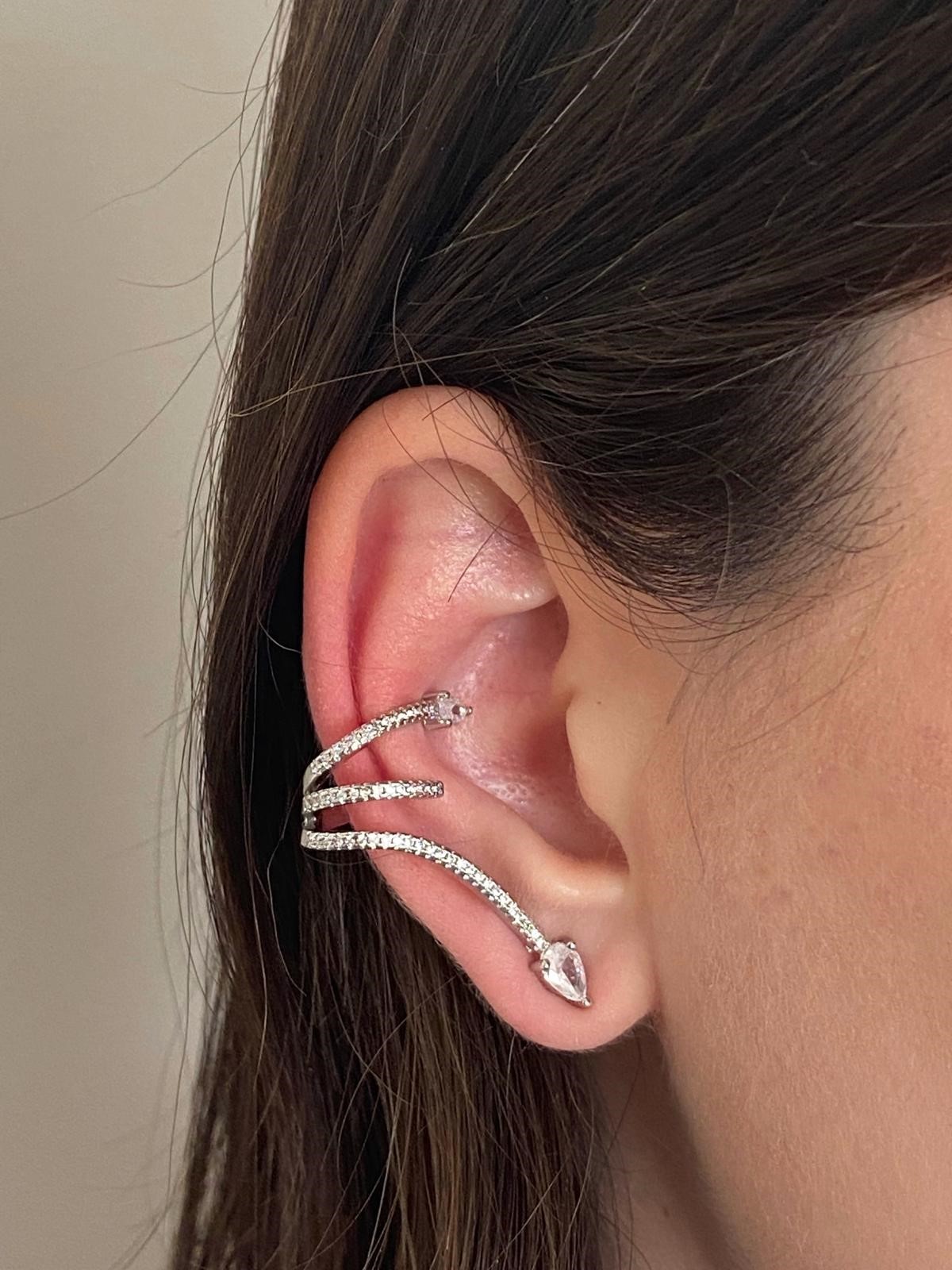 Zirkon taşlı spiral earcuff