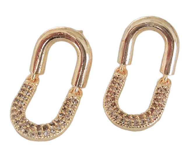 Marka model yarı taşlı gold küpe 