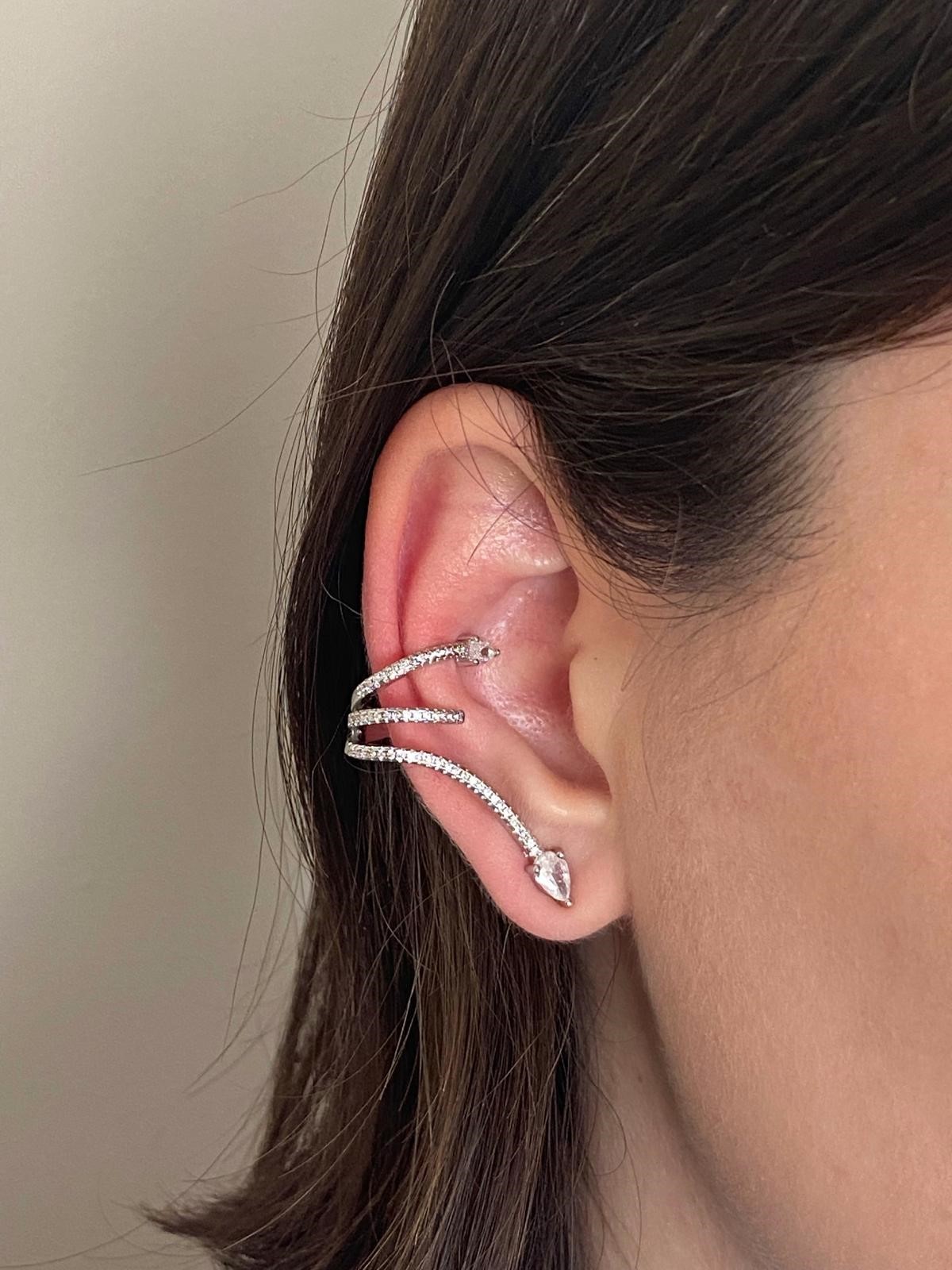 Zirkon taşlı spiral earcuff