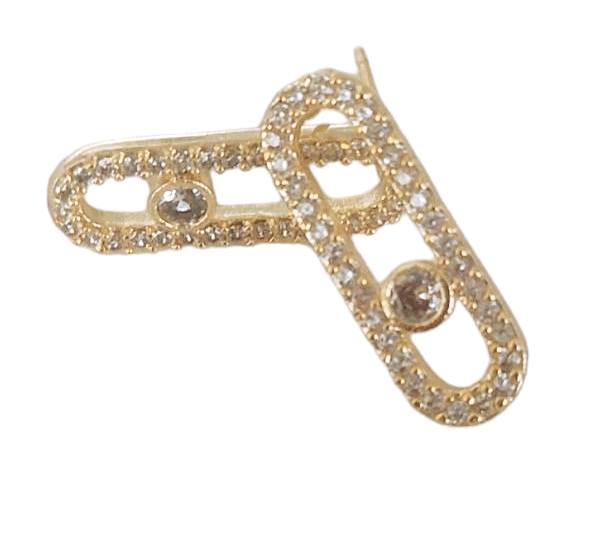 M.E.S.S. Marka model  taşlı gold küpe 