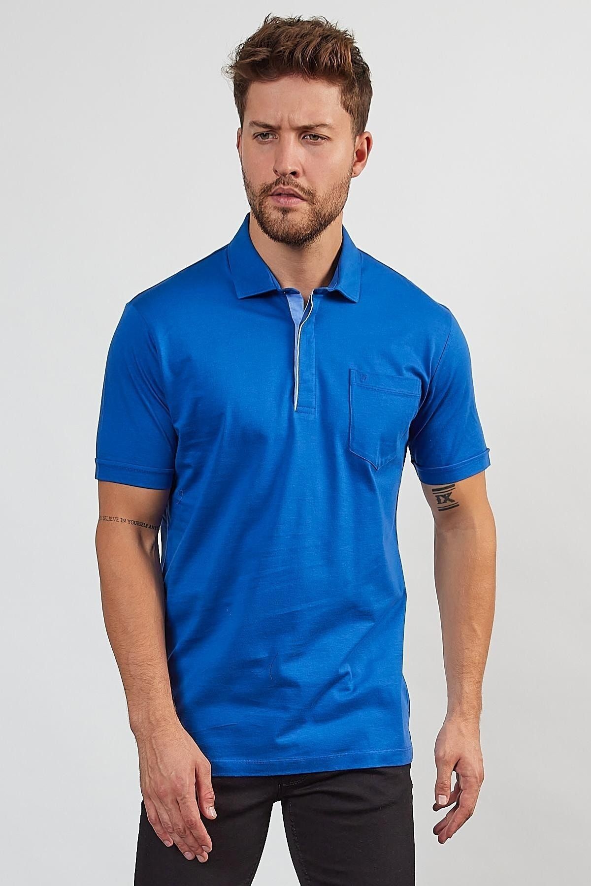 Erkek Basic Cepli Çıtçıtlı Dar Kahverengi Polo Yaka Tişört