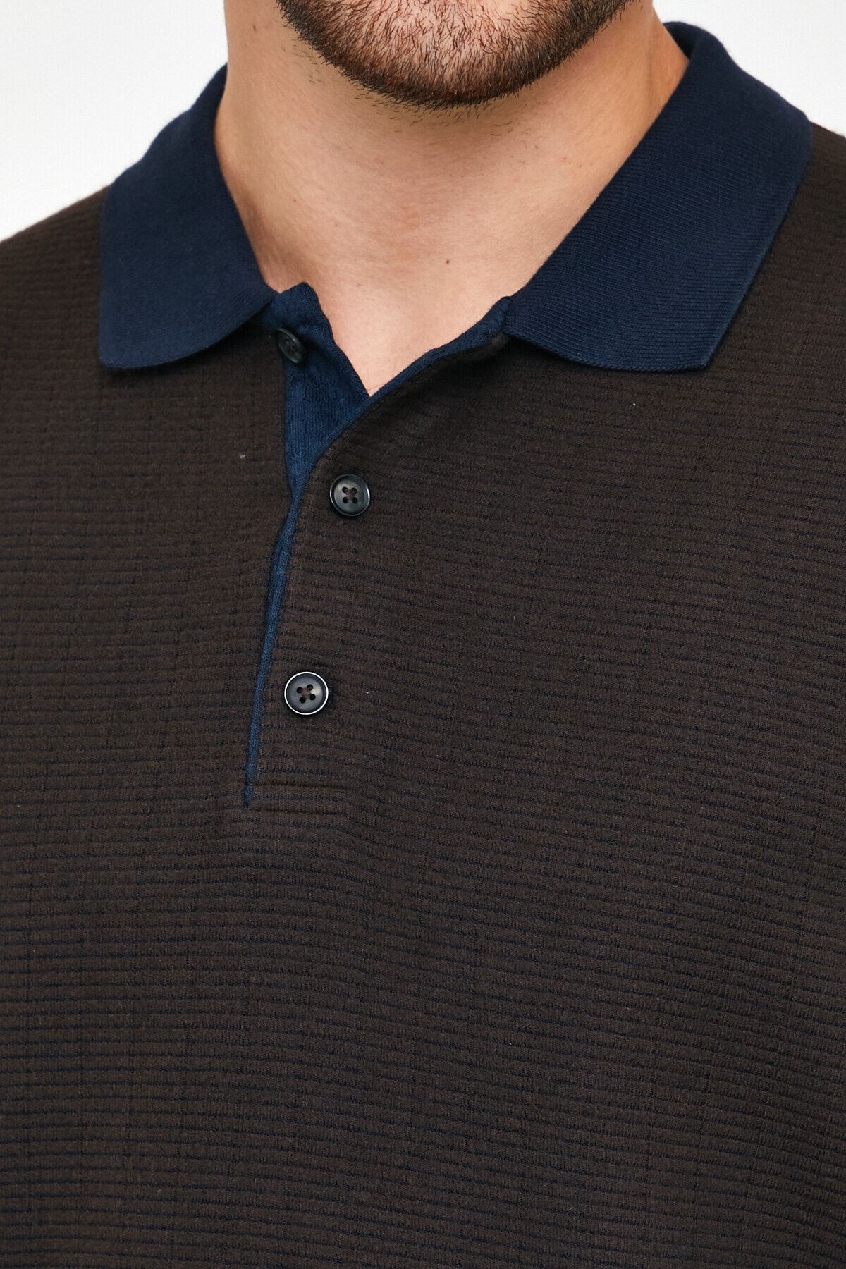 Erkek Polo Yaka Sweatshirt Gri