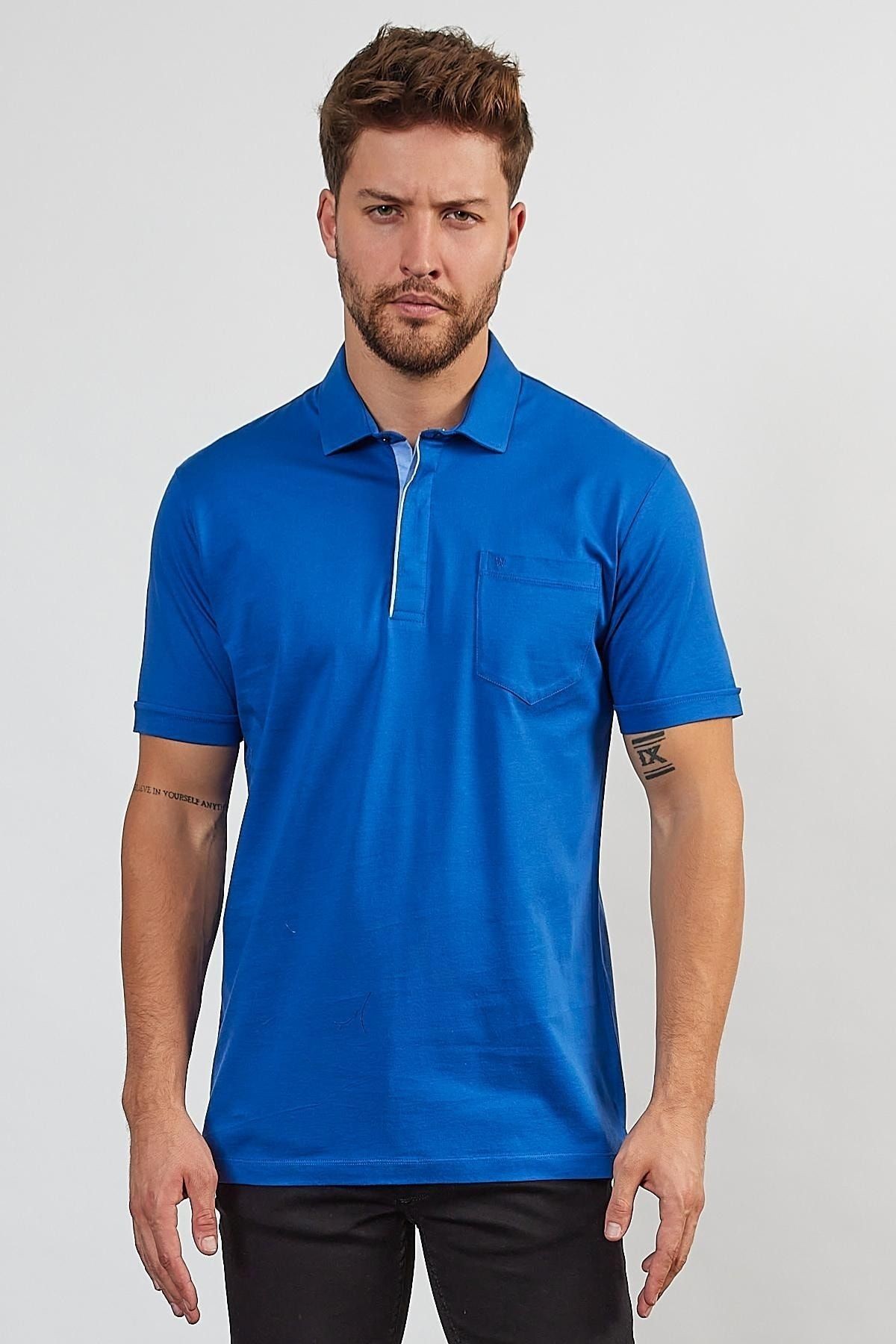 Erkek Basic Cepli Çıtçıtlı Dar Kahverengi Polo Yaka Tişört