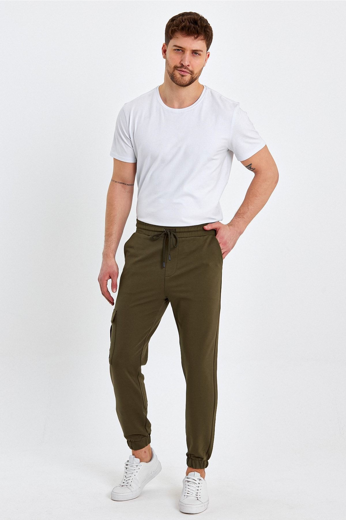 Erkek Lastikli Kargo Cepli Jogger Lacivert Pantolon