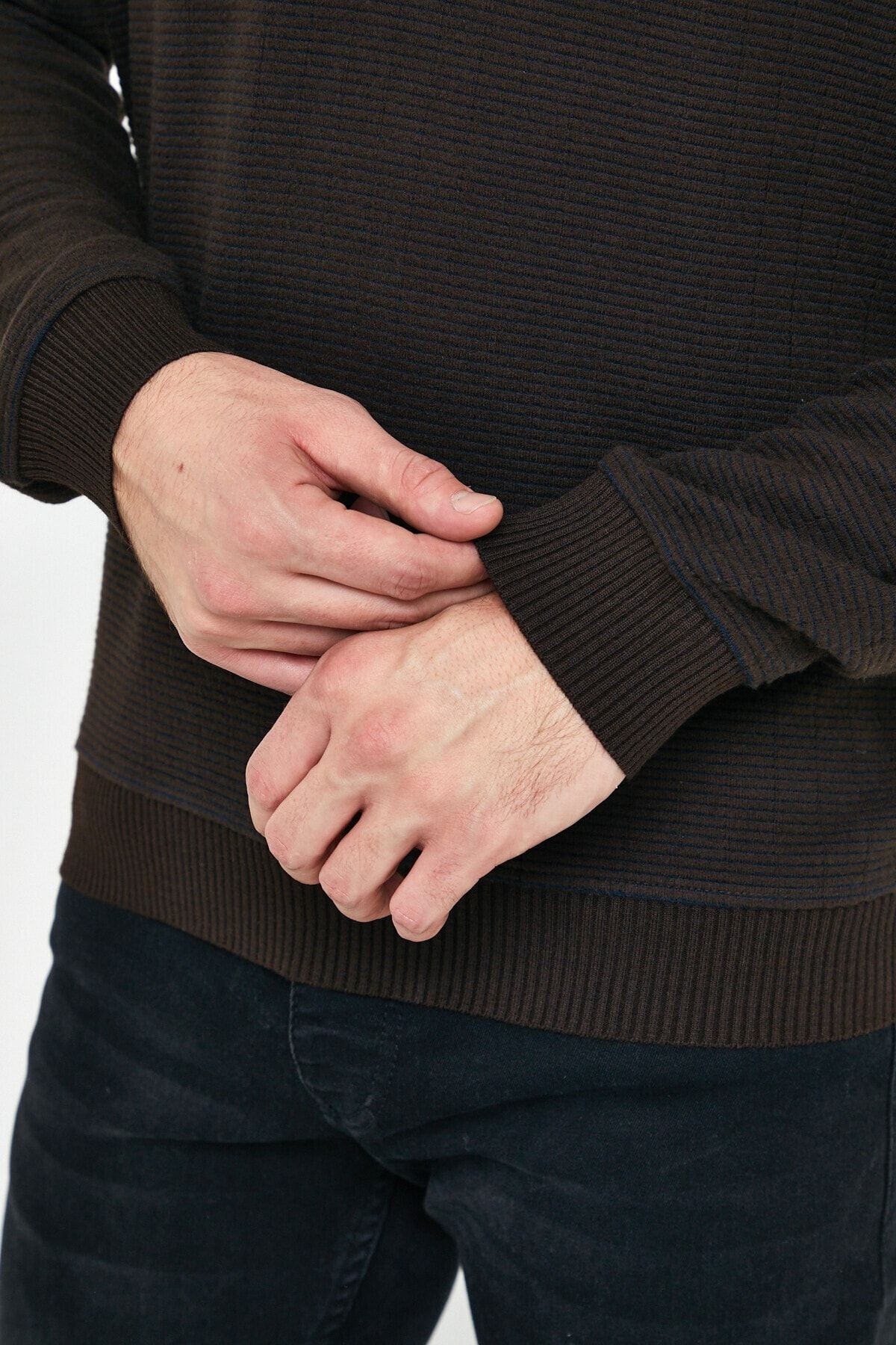 Erkek Polo Yaka Sweatshirt Gri