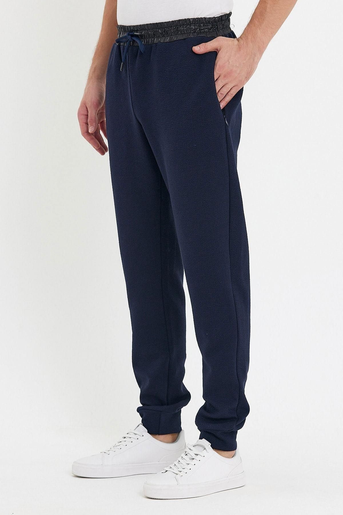 Erkek Bol Lastikli Jogger Basic Chino Siyah Pantolon - Lacivert