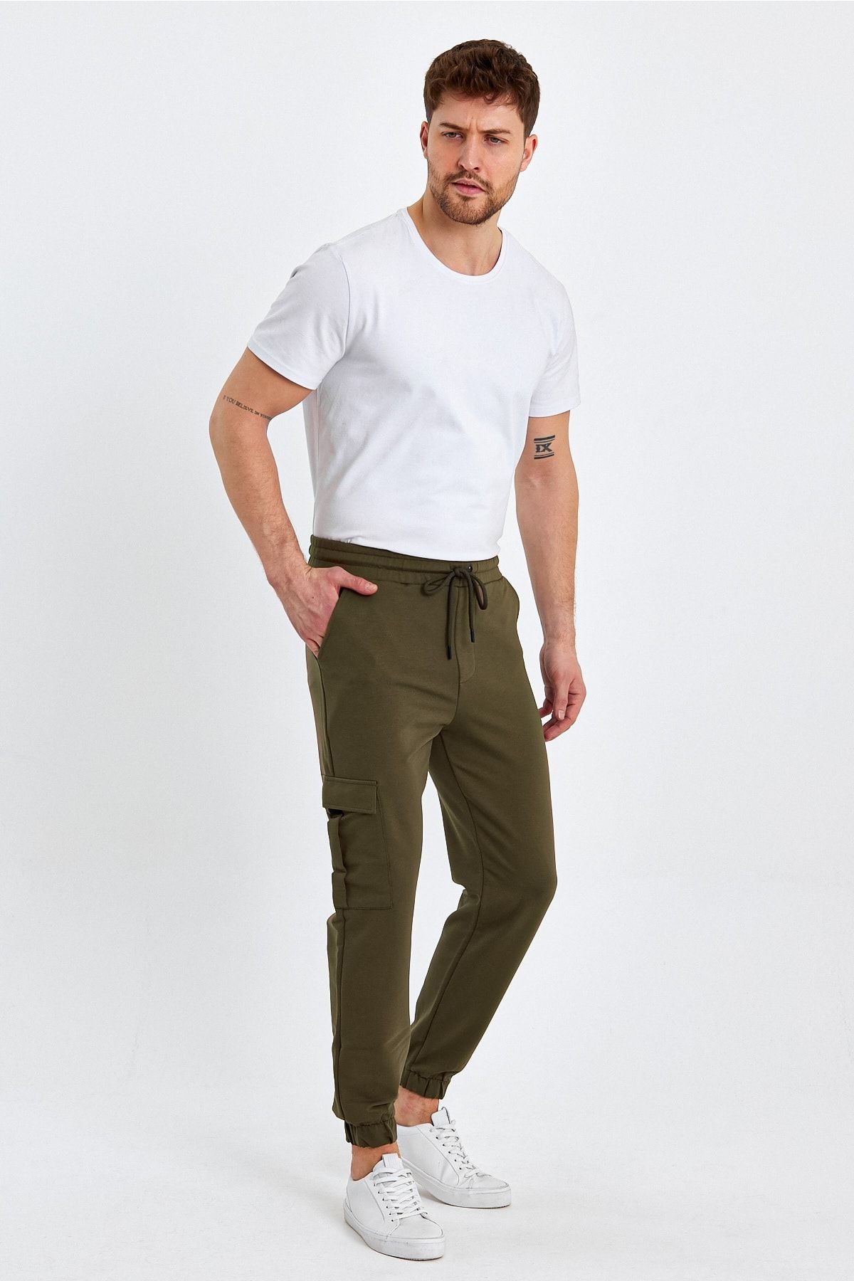 Erkek Lastikli Kargo Cepli Jogger Lacivert Pantolon