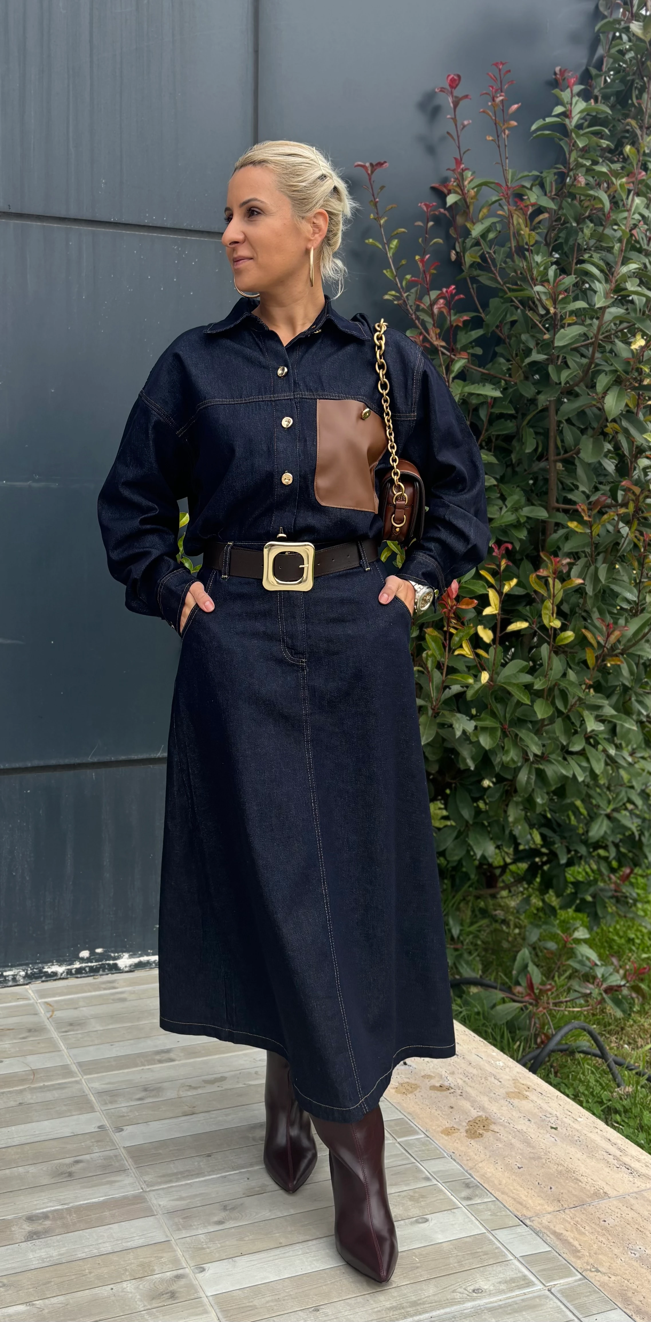 Rins Yıkama Etek - Gömlek Takım