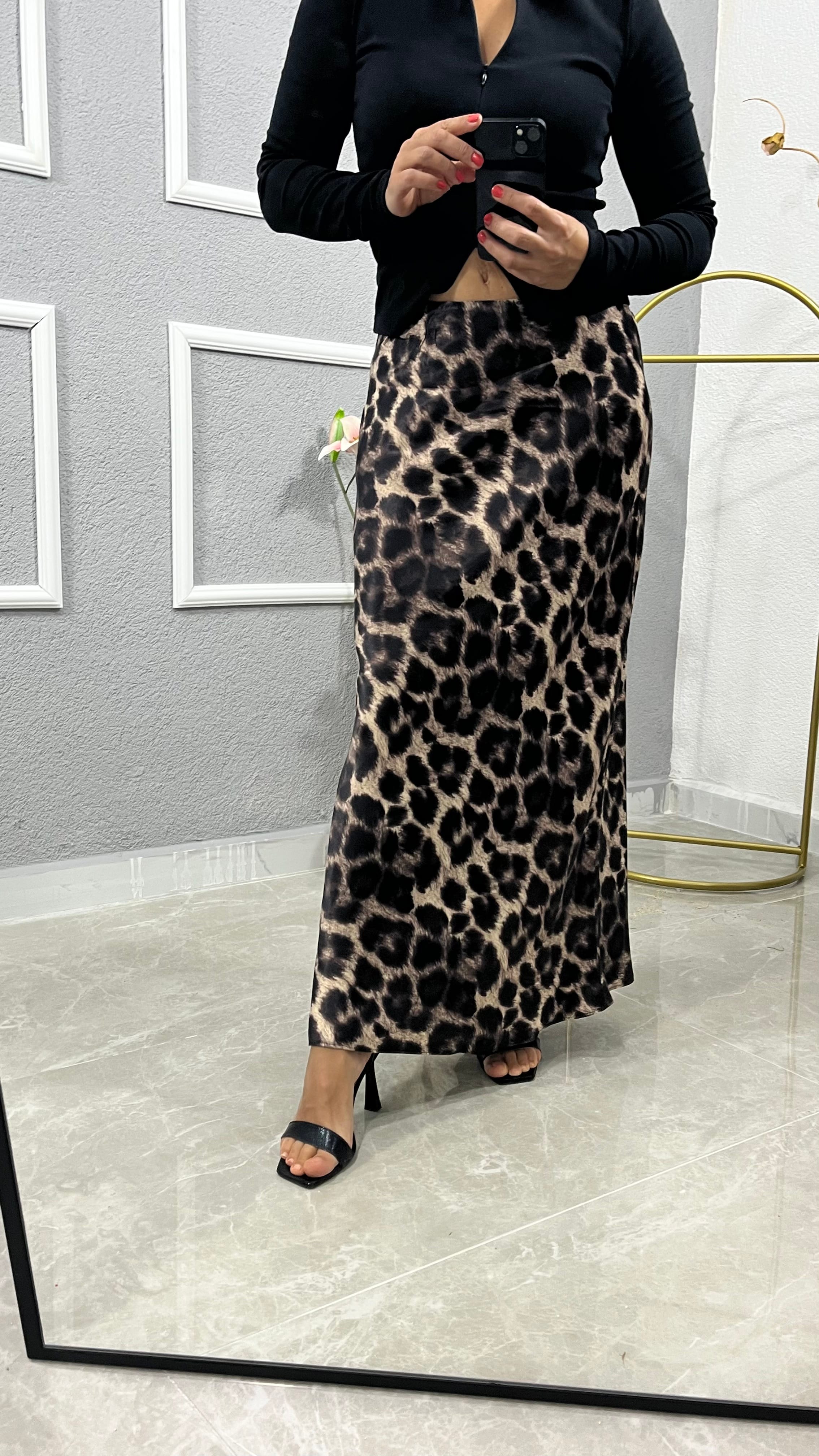 Saten Leopar Etek