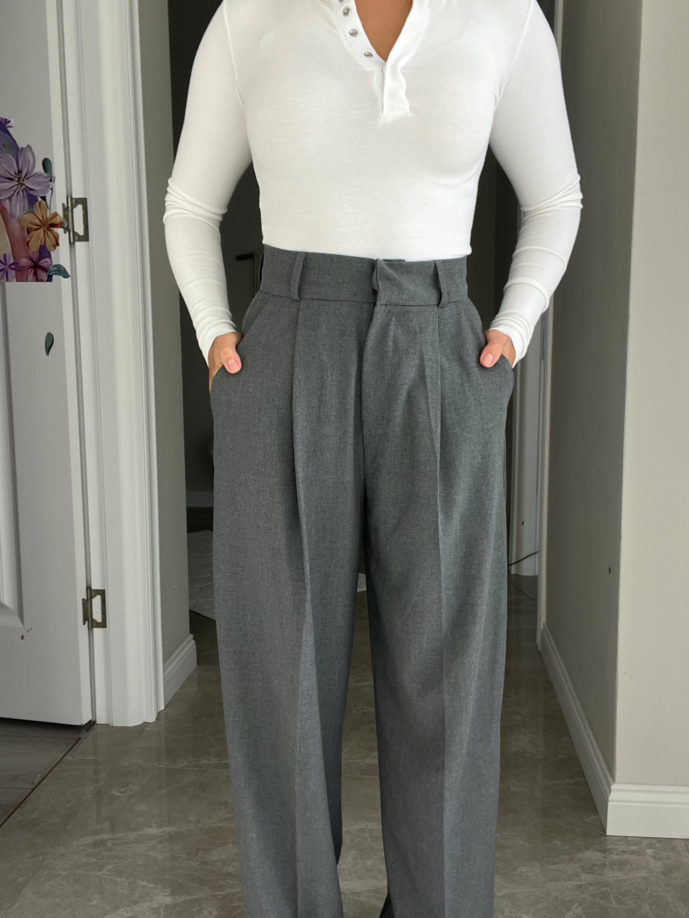 Dokuma Kumaş Palazzo Pantolon