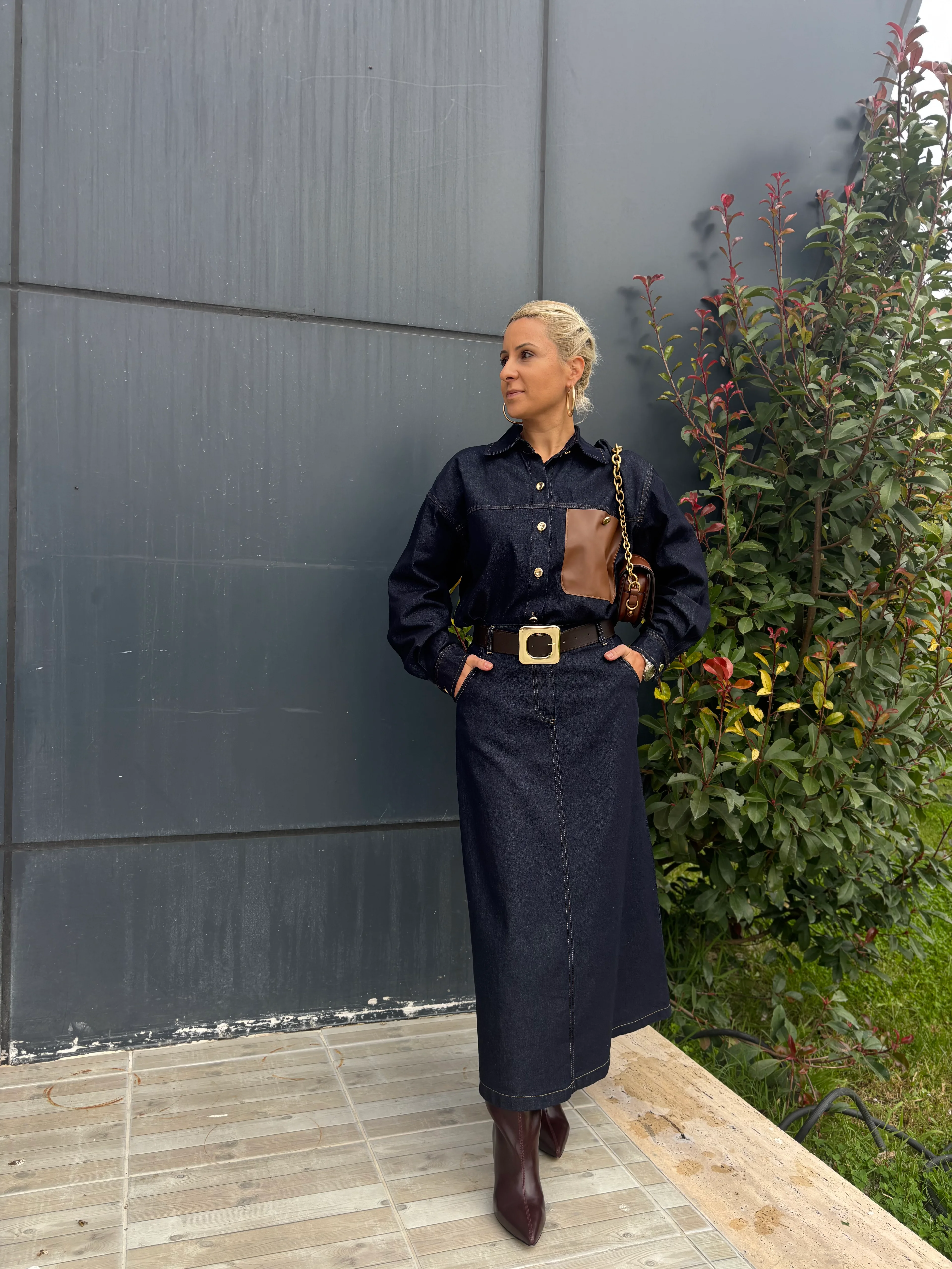 Rins Yıkama Etek - Gömlek Takım