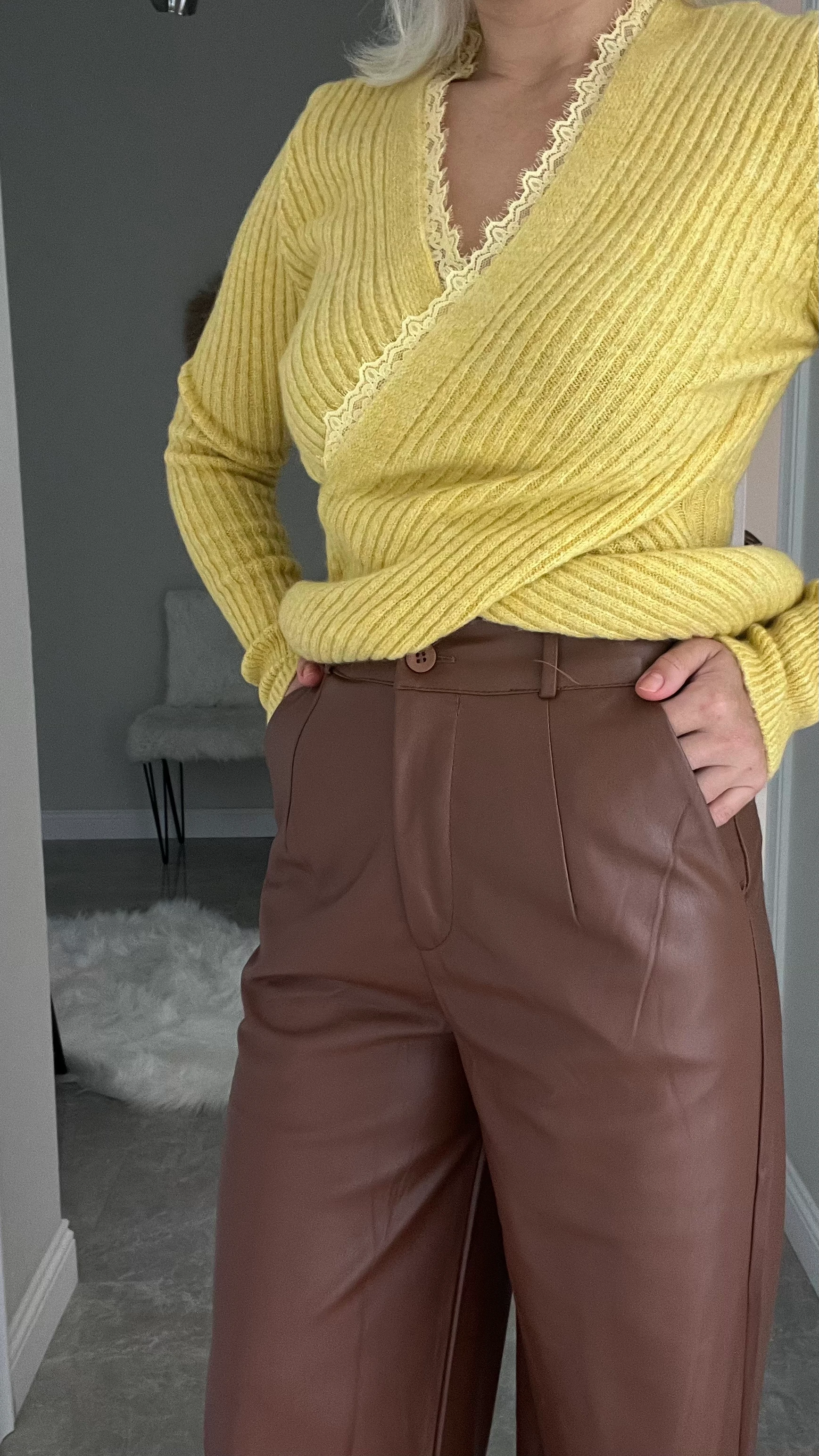 Kahverenk Deri Pantolon