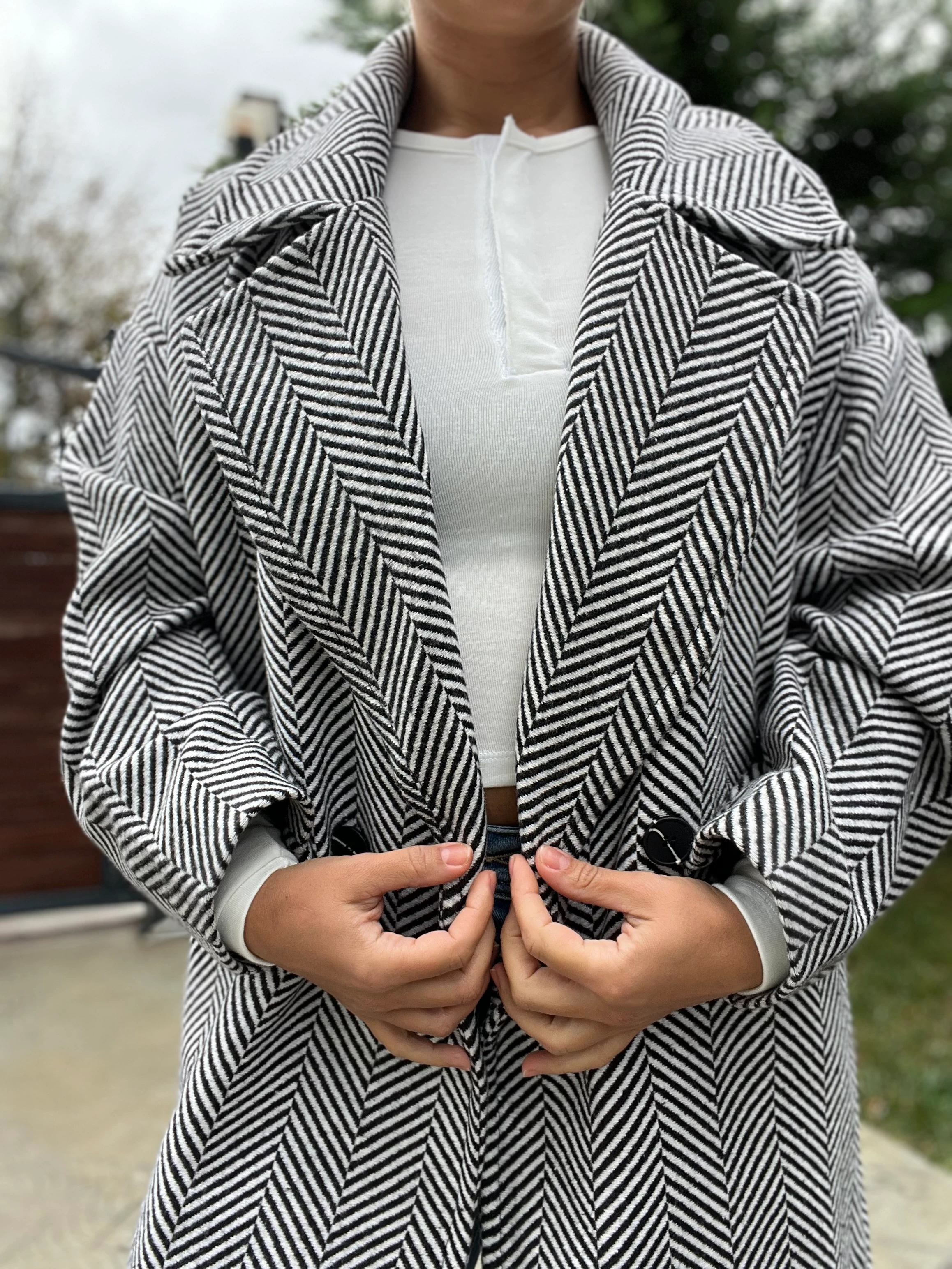 Balık Sırtı Kaban Siyah