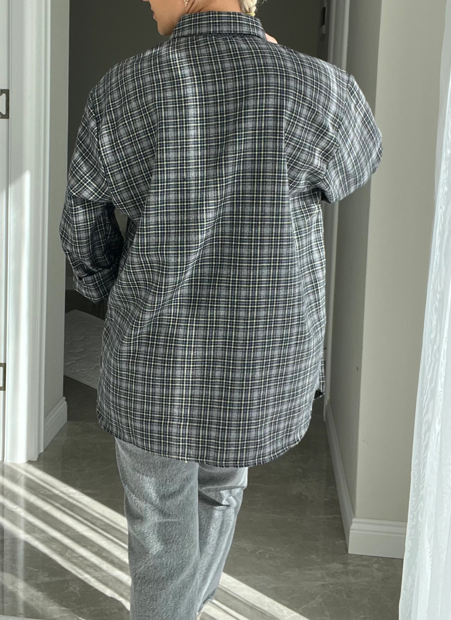 Gri- Sarı Kareli Oduncu Gömlek 