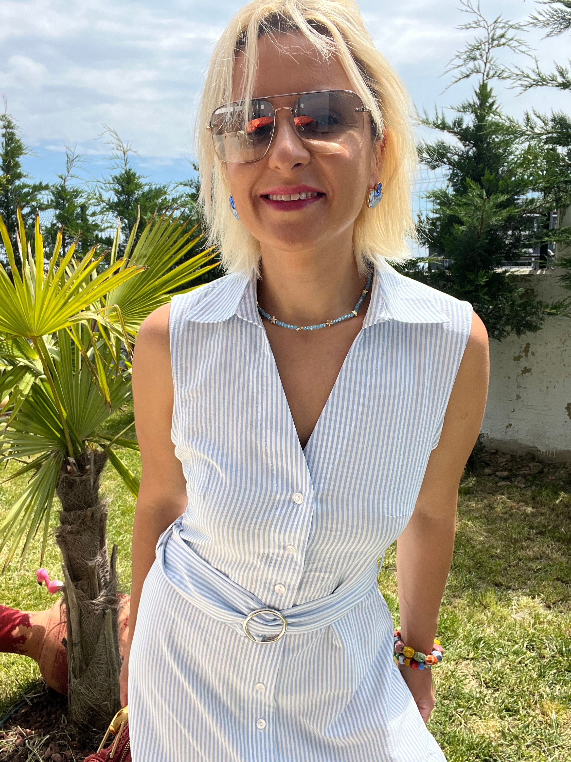 Mavi Çizgili Elbise
