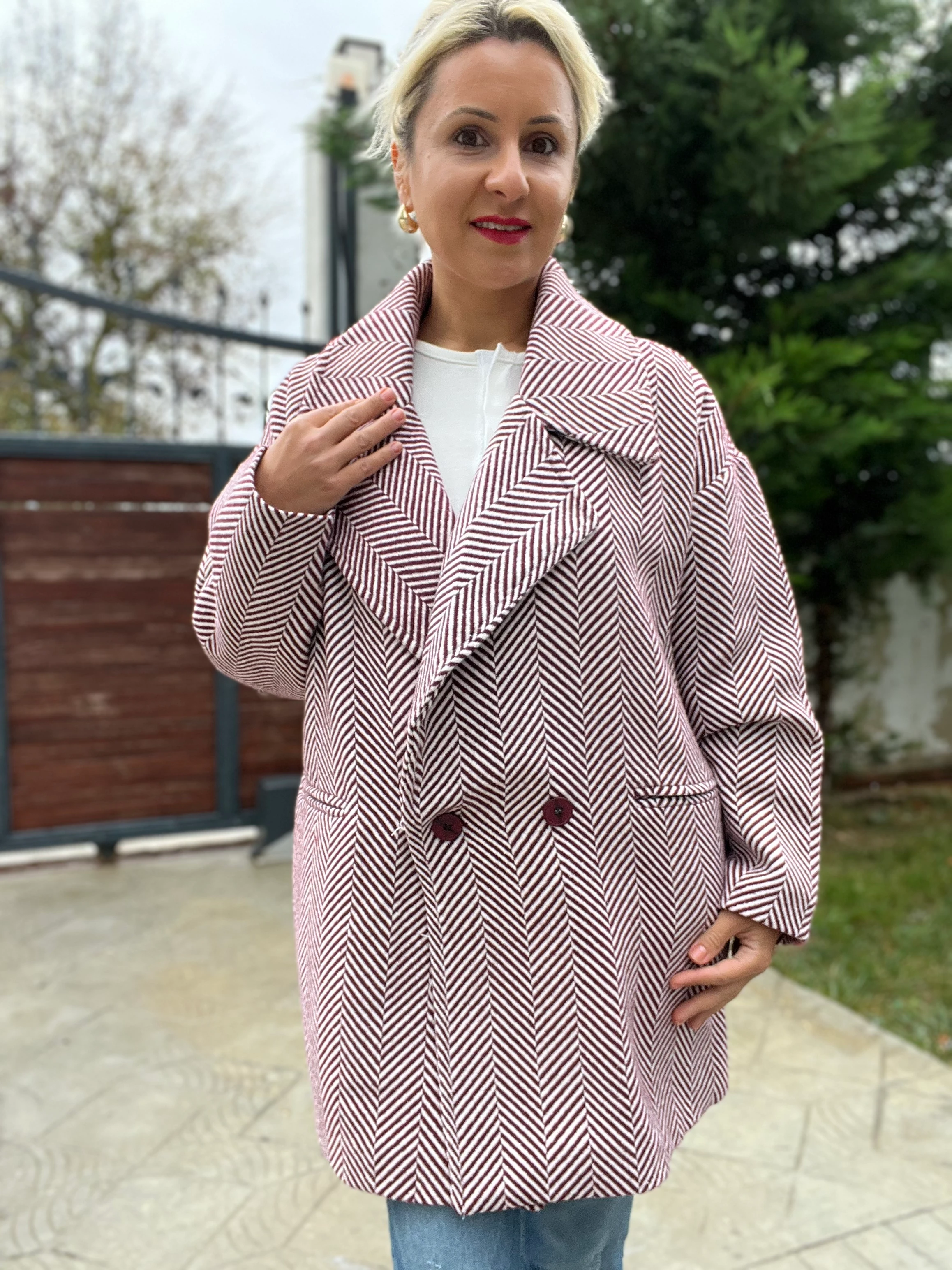 Balık Sırtı Kaban Bordo