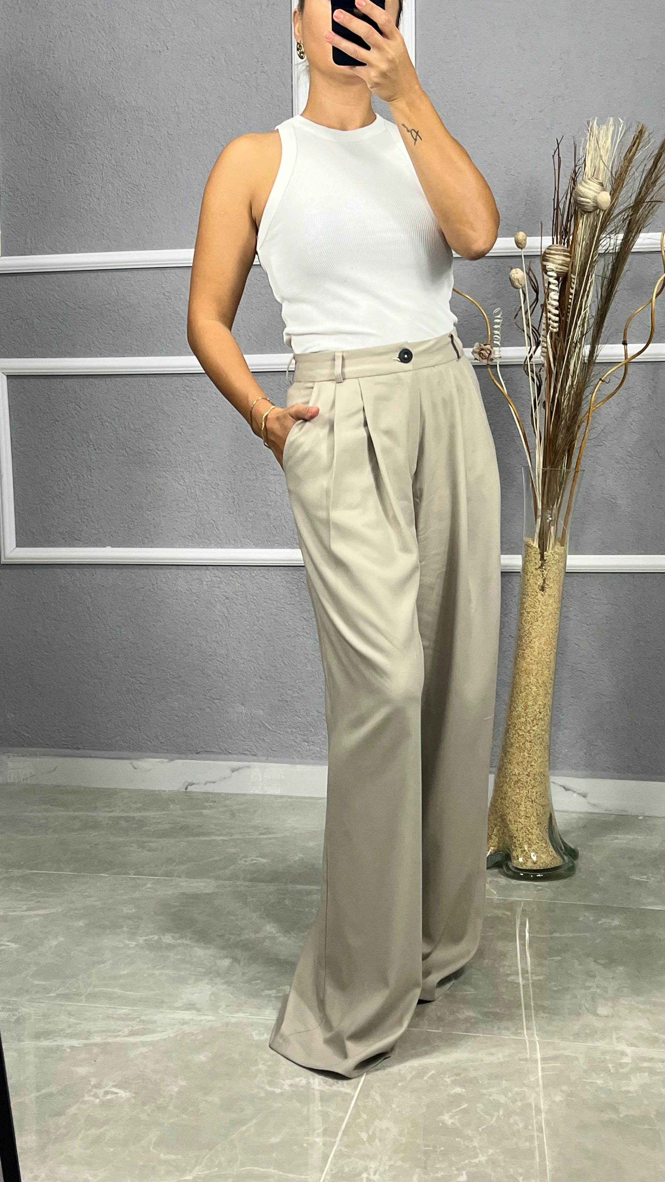 Taş Renk Palozzo Pantolon