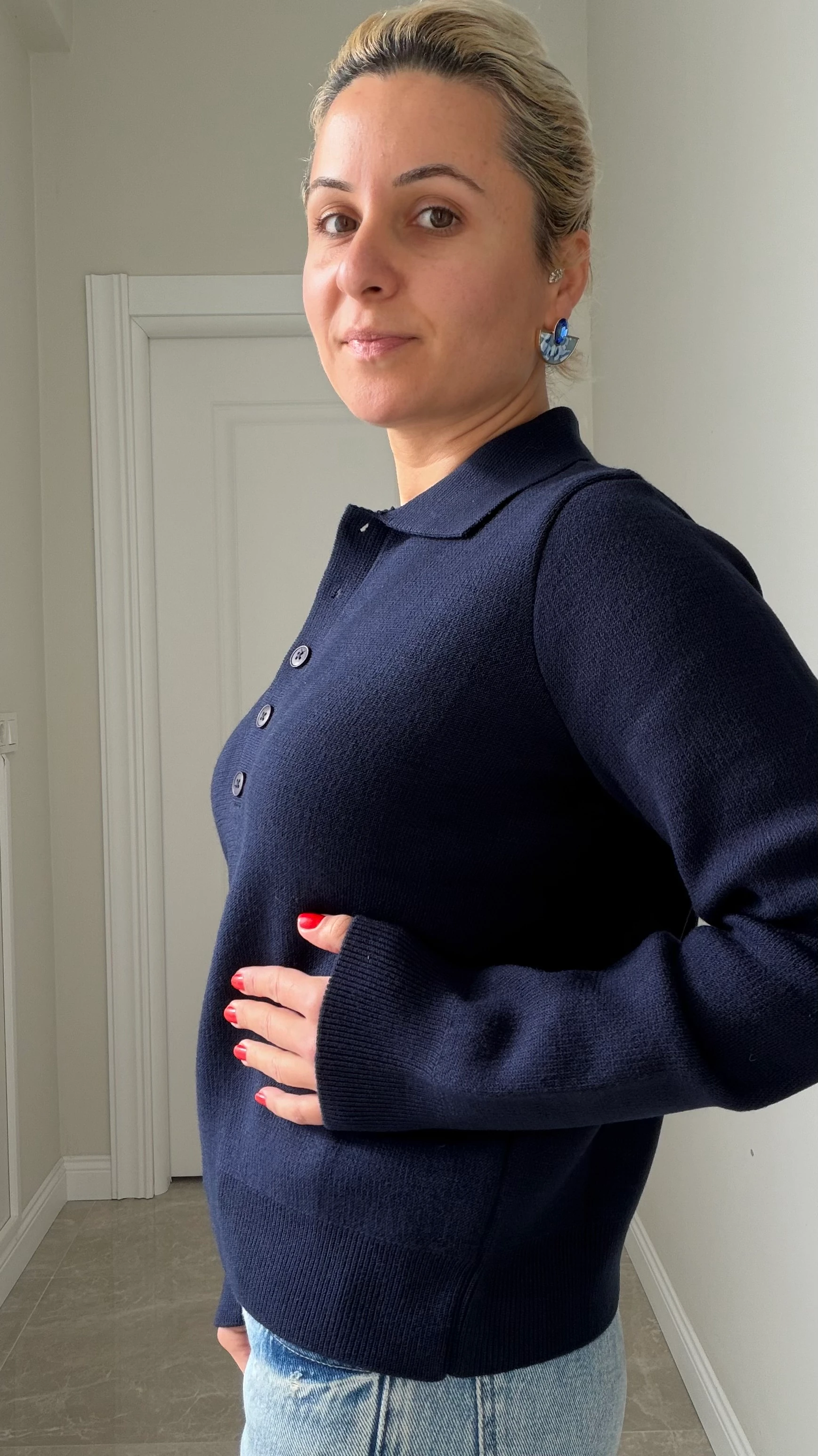 Polo Yaka Kazak Lacivert Renk