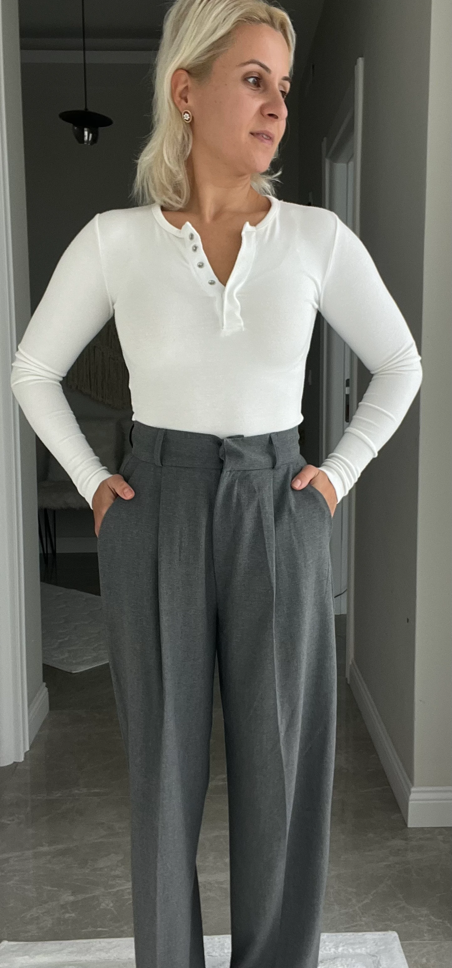 Dokuma Kumaş Palazzo Pantolon