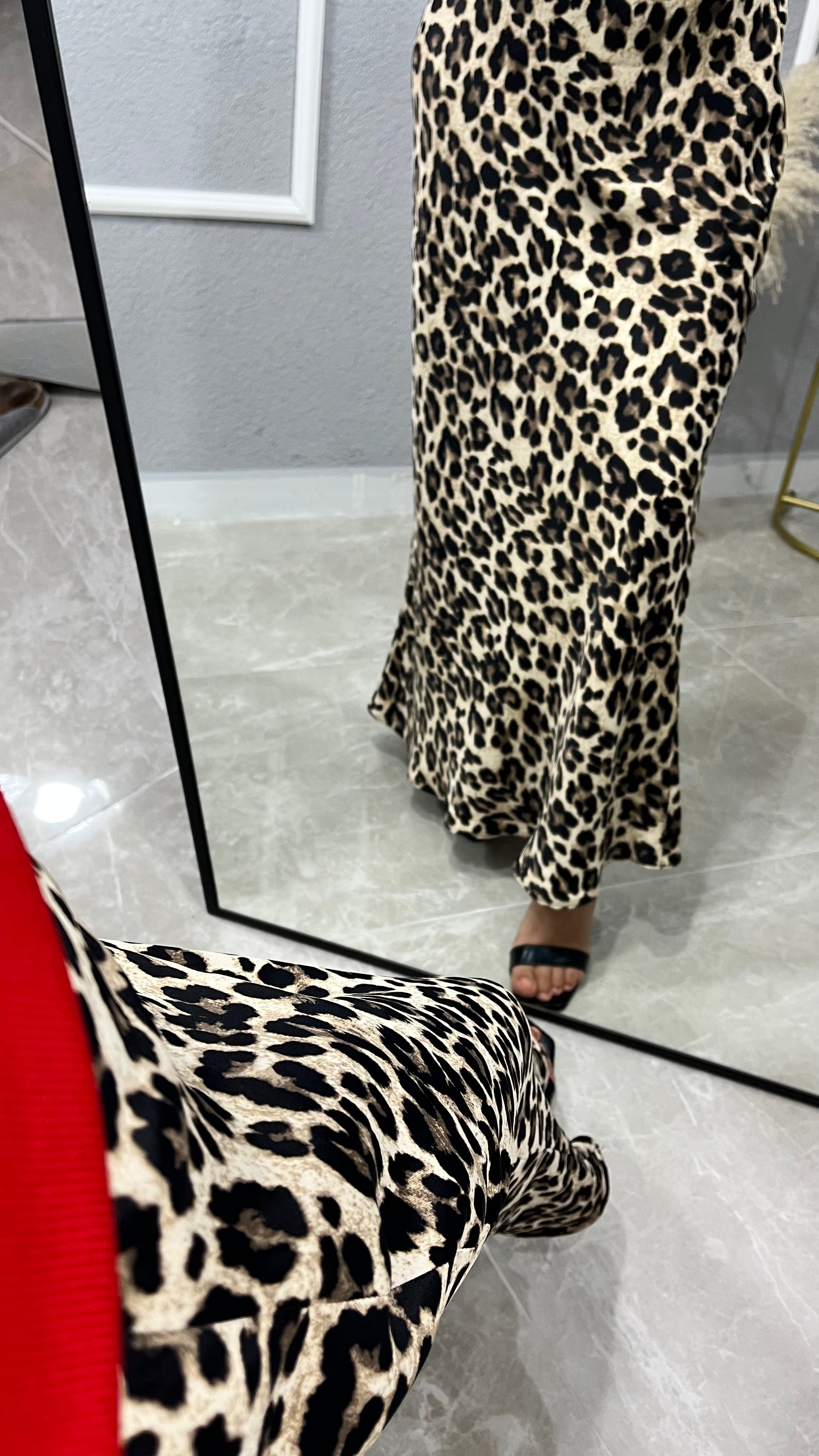 Saten Leopar Etek 