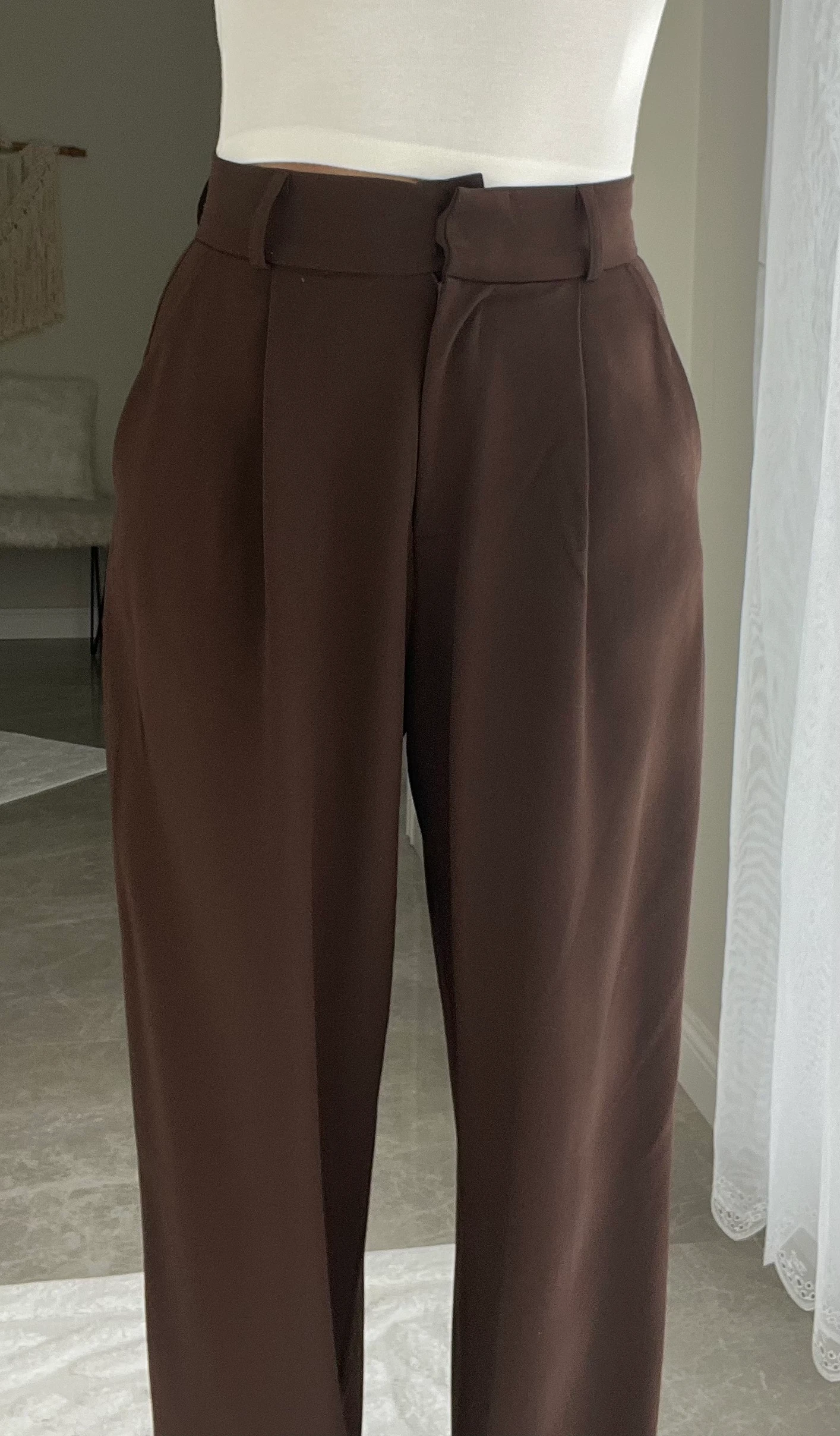 Dokuma Kumaş Palazzo Pantolon Kahve