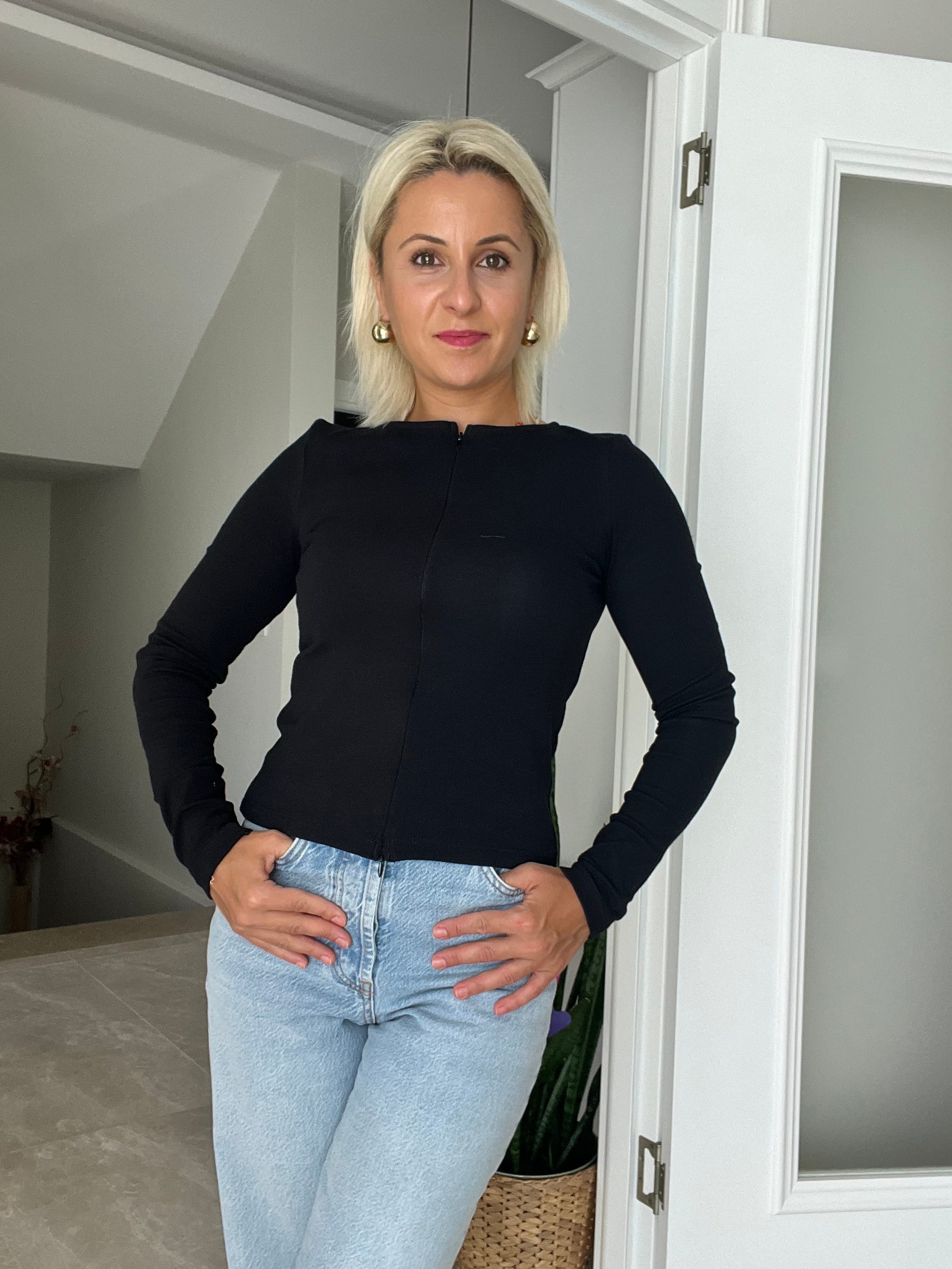 Önden Fermuarlı Basic Badi