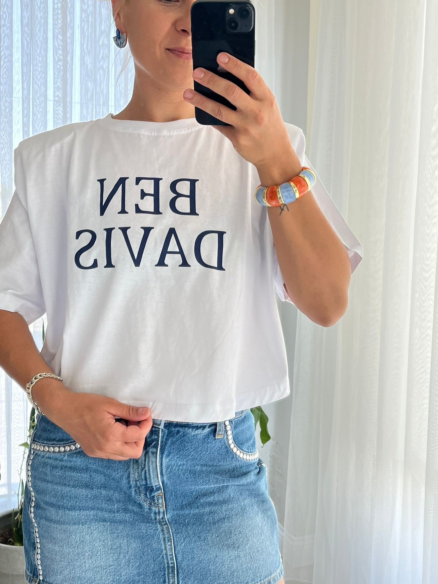 Mavi Yazı Detay Pamuklu T-Shirt
