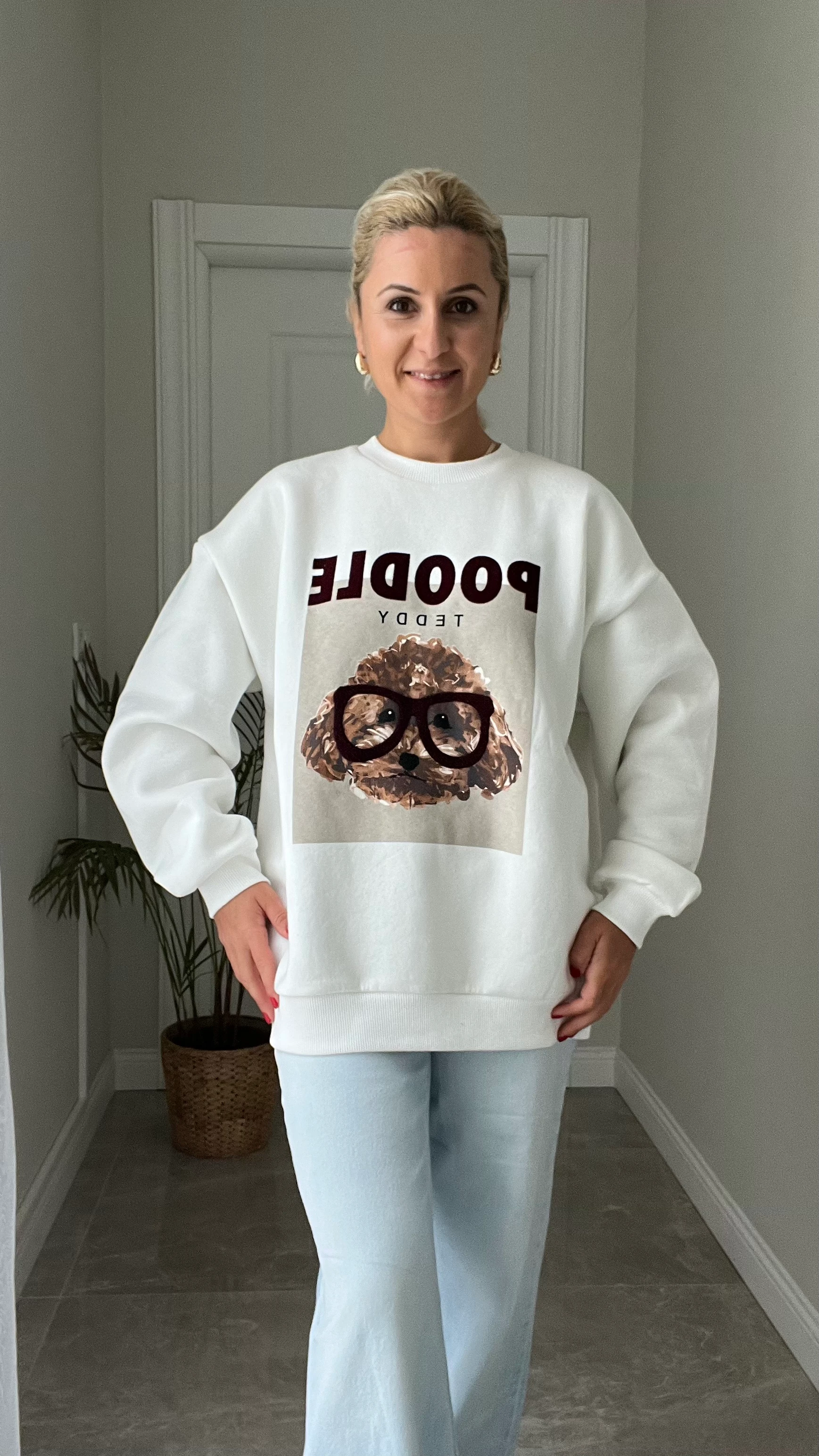 Oversize Kalıp Baskılı Sweatshirt 