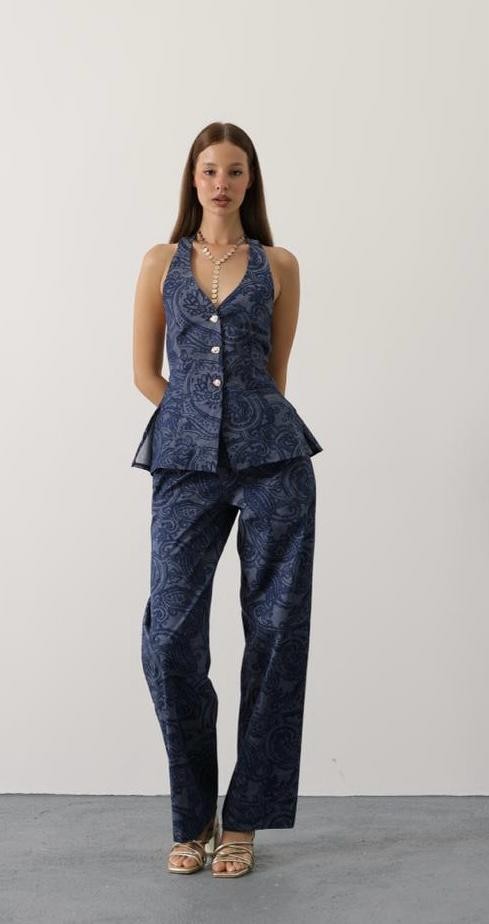 Şal Desen Denim Takım