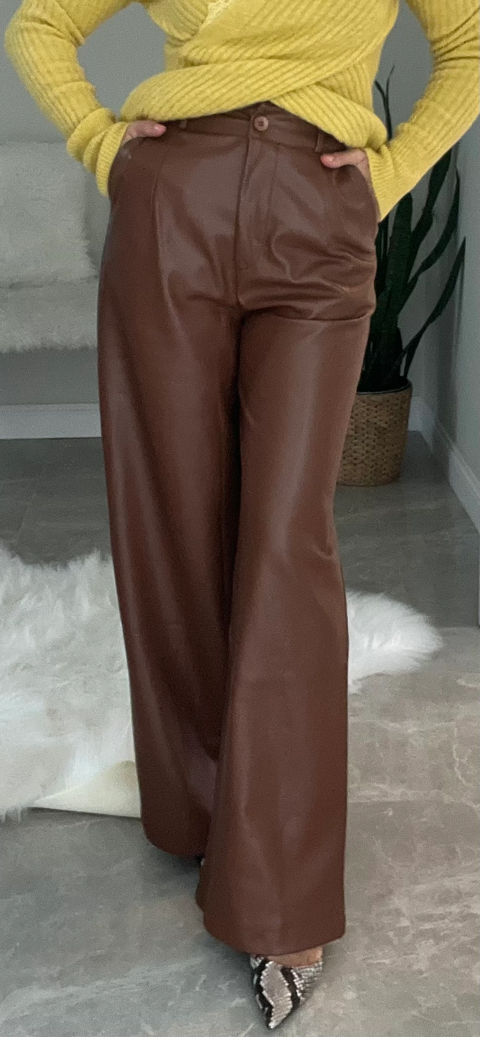 Kahverenk Deri Pantolon