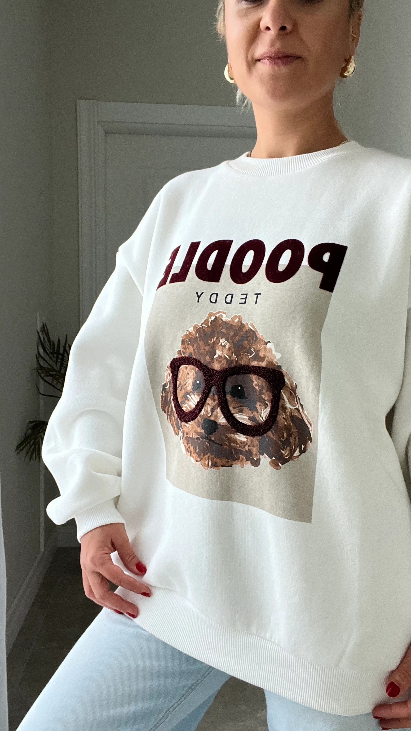 Oversize Kalıp Baskılı Sweatshirt 
