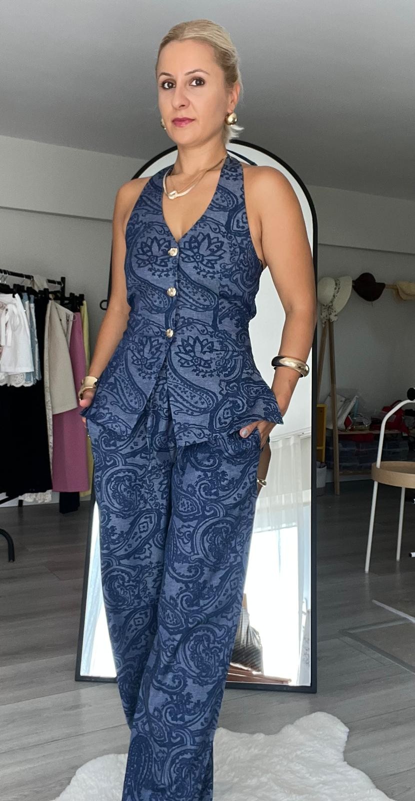 Şal Desen Denim Takım